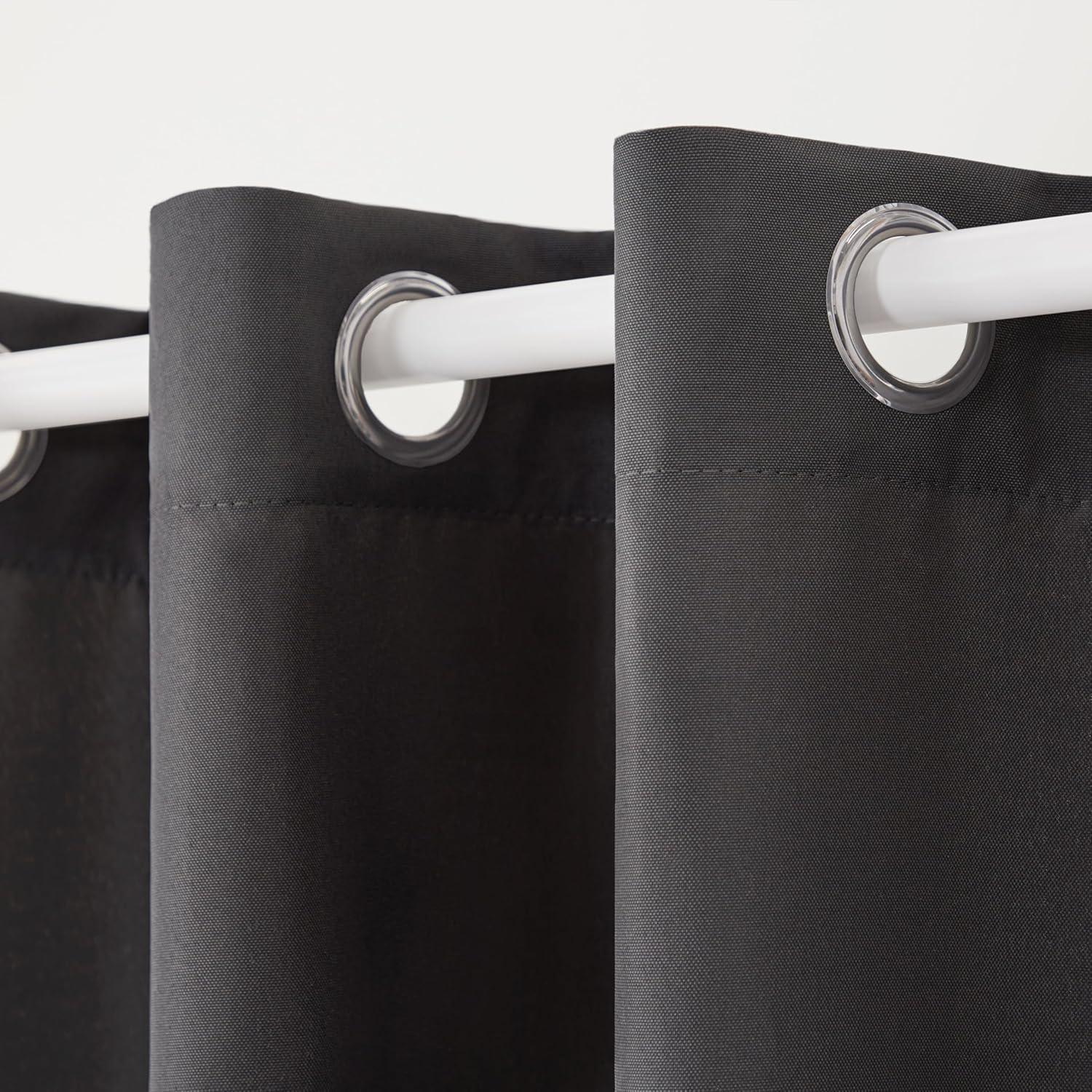 TOWN & COUNTRY BASICS Cabana Solid Heavyweight Indoor Outdoor Curtains, Light Filtering Opacity with Grommet Top, Water Repellent, 2-Pack Set, 54"x108", Charcoal