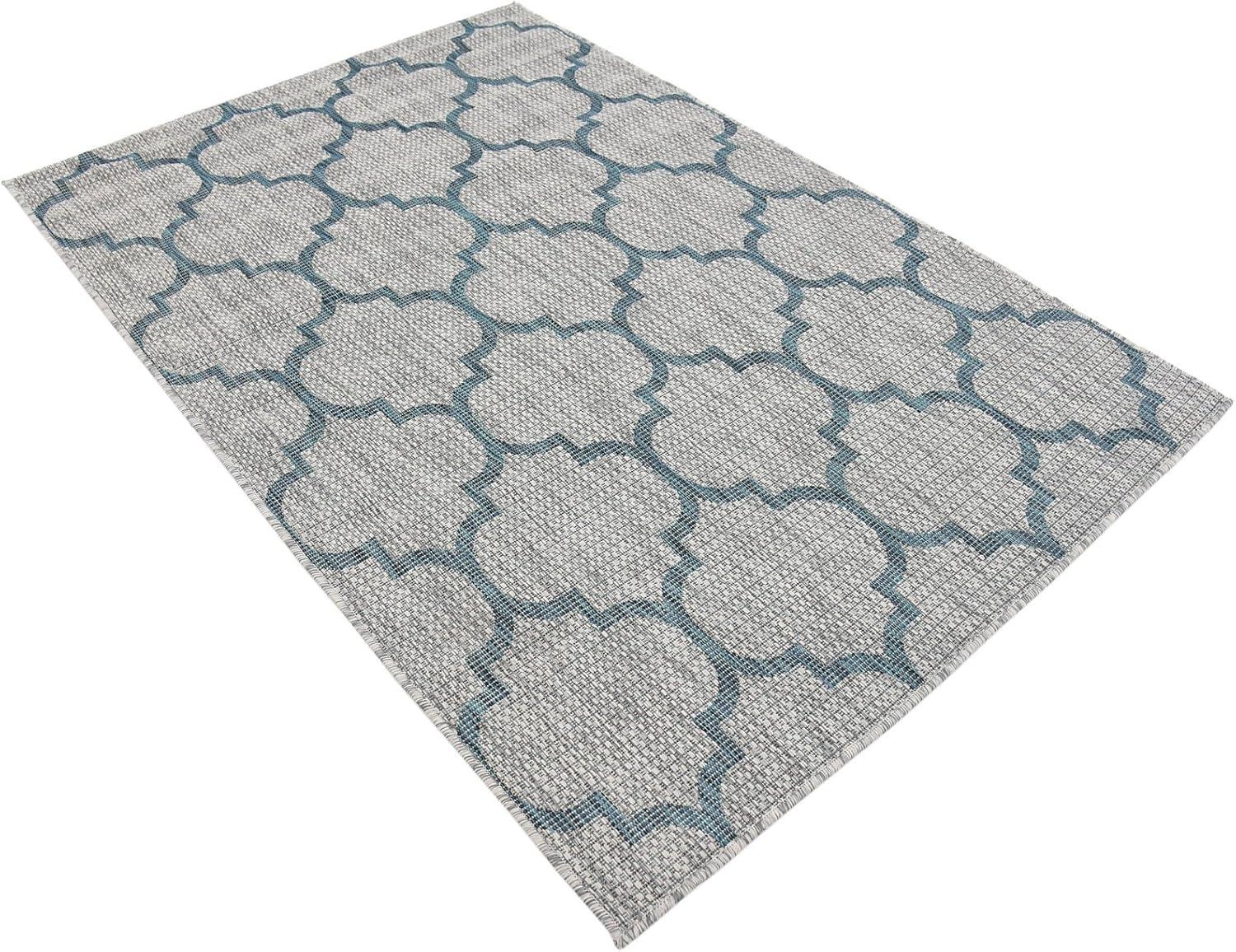 Unique Loom 4' 1 x 6' 1 Rectangle Indoor/Outdoor Trellis Gray Area Rug
