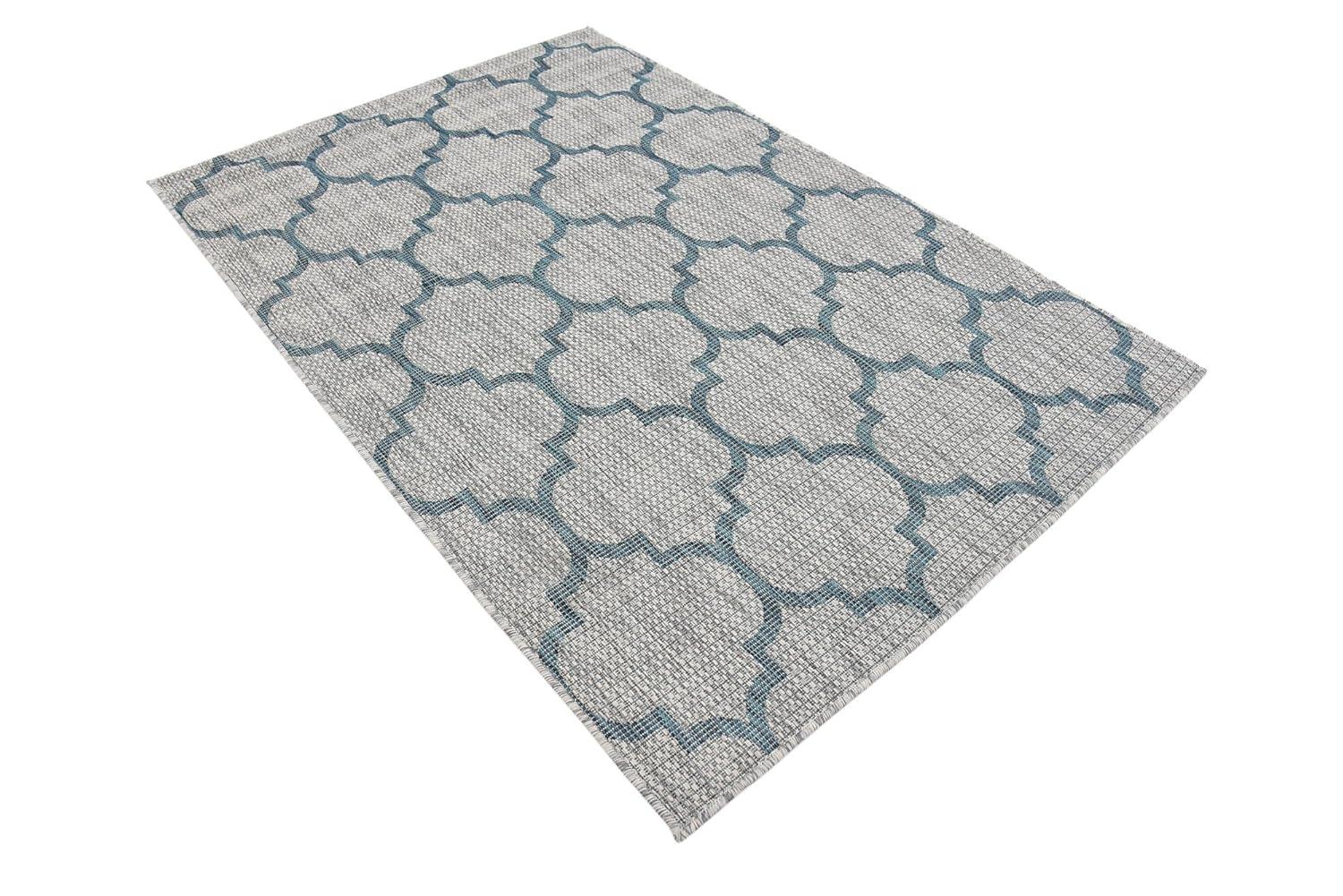 Unique Loom 4' 1 x 6' 1 Rectangle Indoor/Outdoor Trellis Gray Area Rug