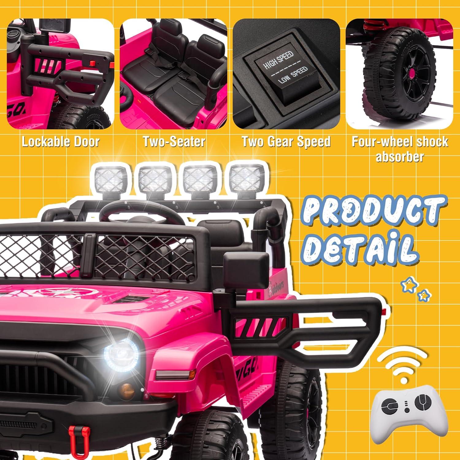 24V Pink 2-Seater Kids Ride-On SUV with Remote Control