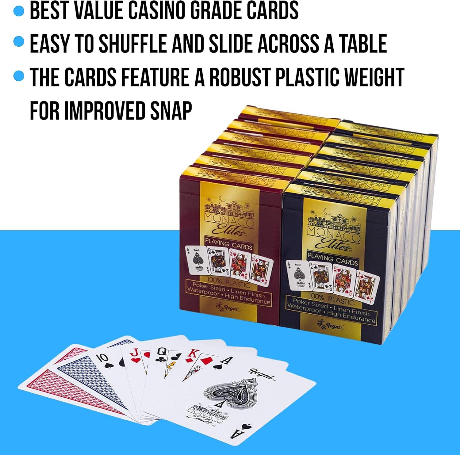 Regal Games Monaco Elite Playing Cards, Poker Size, Easy to Shuffle, Waterproof, Plastic