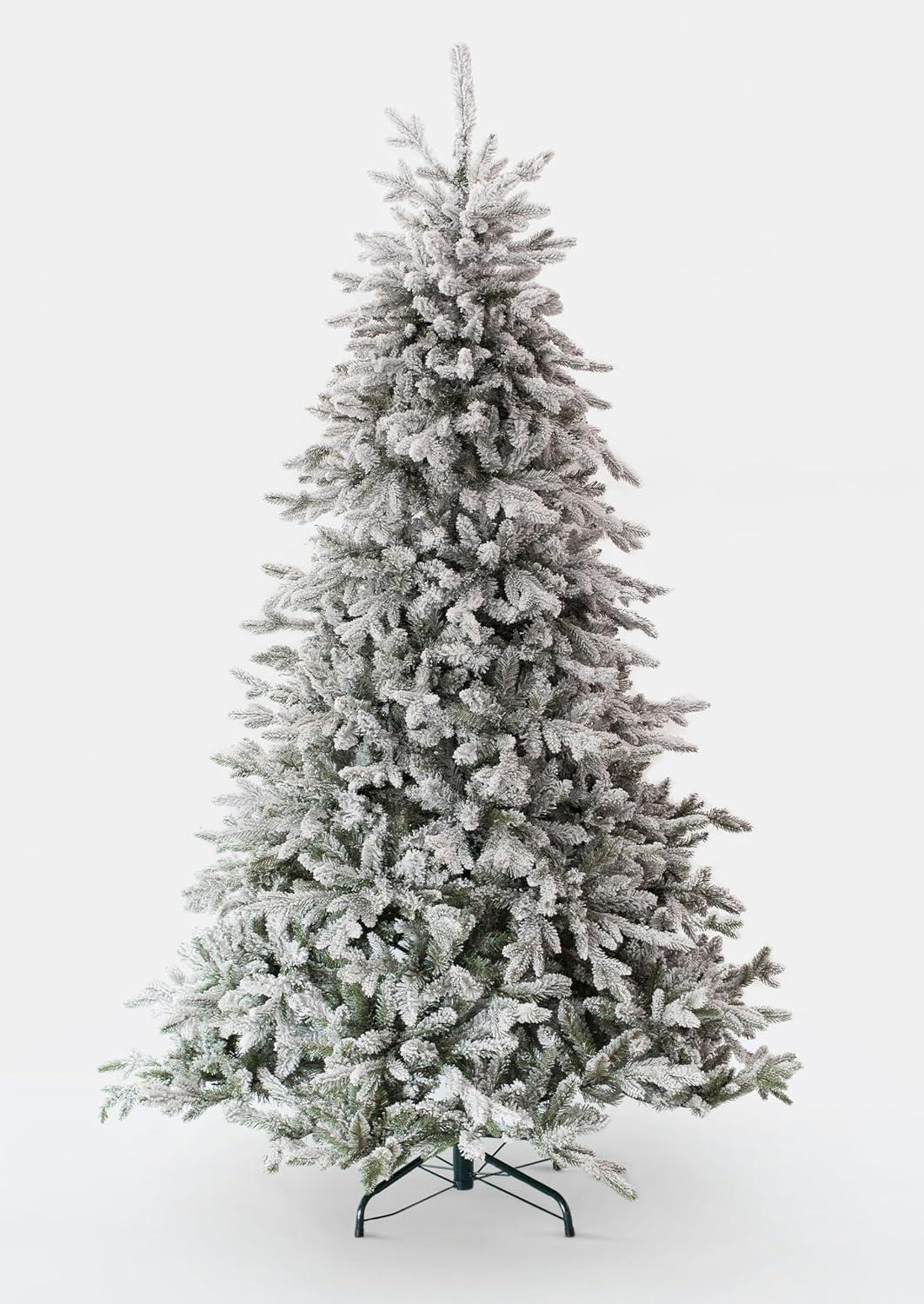 King Of Christmas Snow Flocked Hinged Artificial Christmas Tree Unlit Queen Flock Xmas Tree