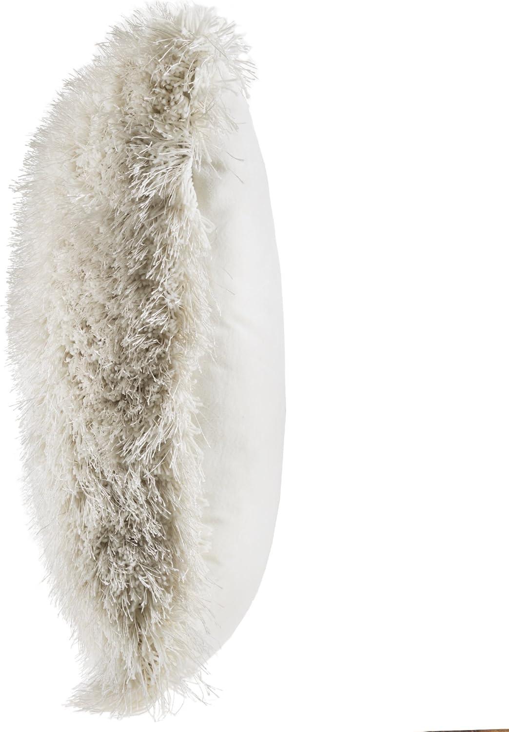 Lavish Home Oversized Floor or Throw Pillow Square Luxury Plush– Shag Faux Fur Glam Decor Cushion for Bedroom Living Room or Dorm, 1 Count (Pack of 1),Beige