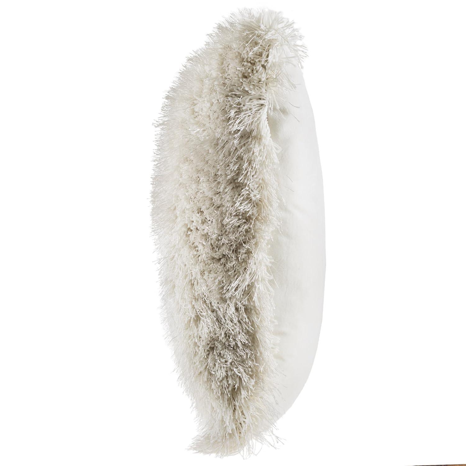 Lavish Home Oversized Floor or Throw Pillow Square Luxury Plush– Shag Faux Fur Glam Decor Cushion for Bedroom Living Room or Dorm, 1 Count (Pack of 1),Beige