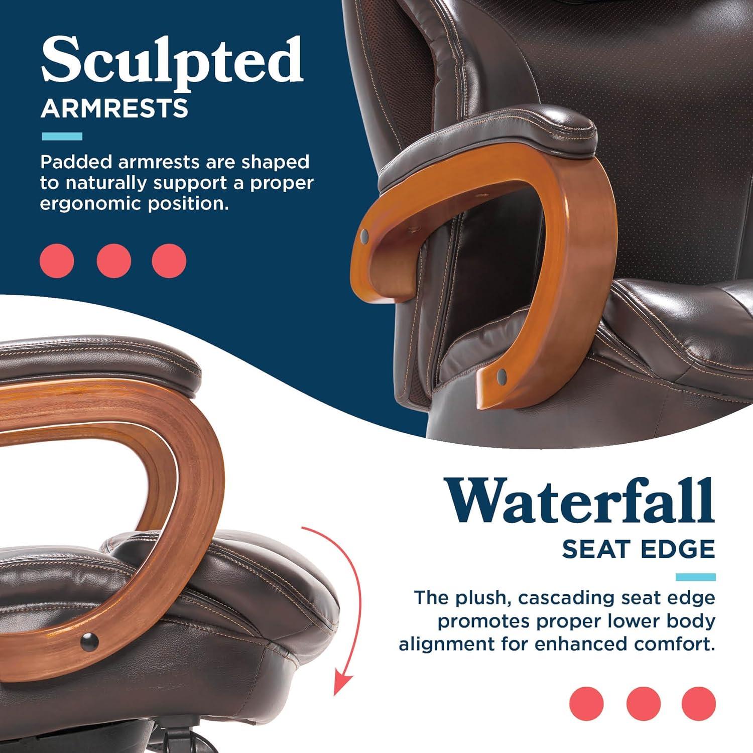La-Z-Boy Big and Tall Trafford Executive Office Chair with AIR Ergonomic Support Technology, High Back Ergonomic Chair with Lumbar Support, Bonded Leather & Reviews | Wayfair