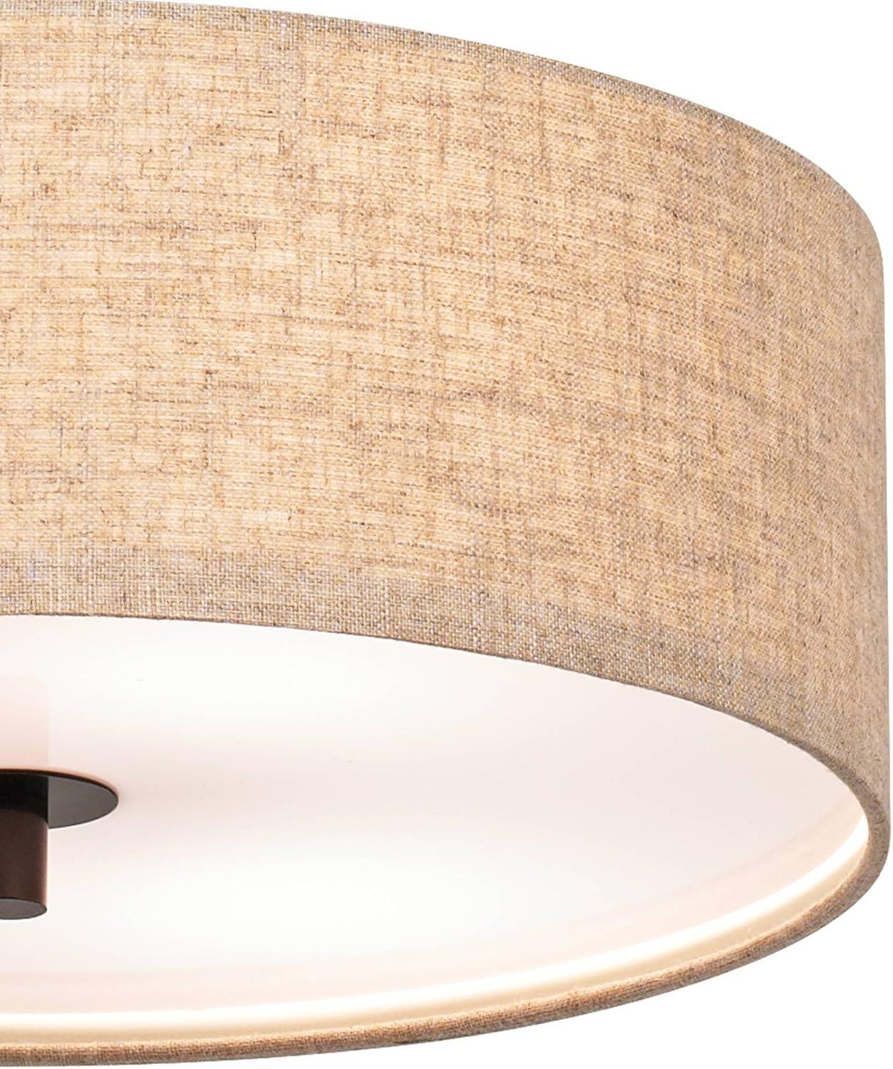 Bronze Modern 18" Drum Pendant Light with Cream Shade