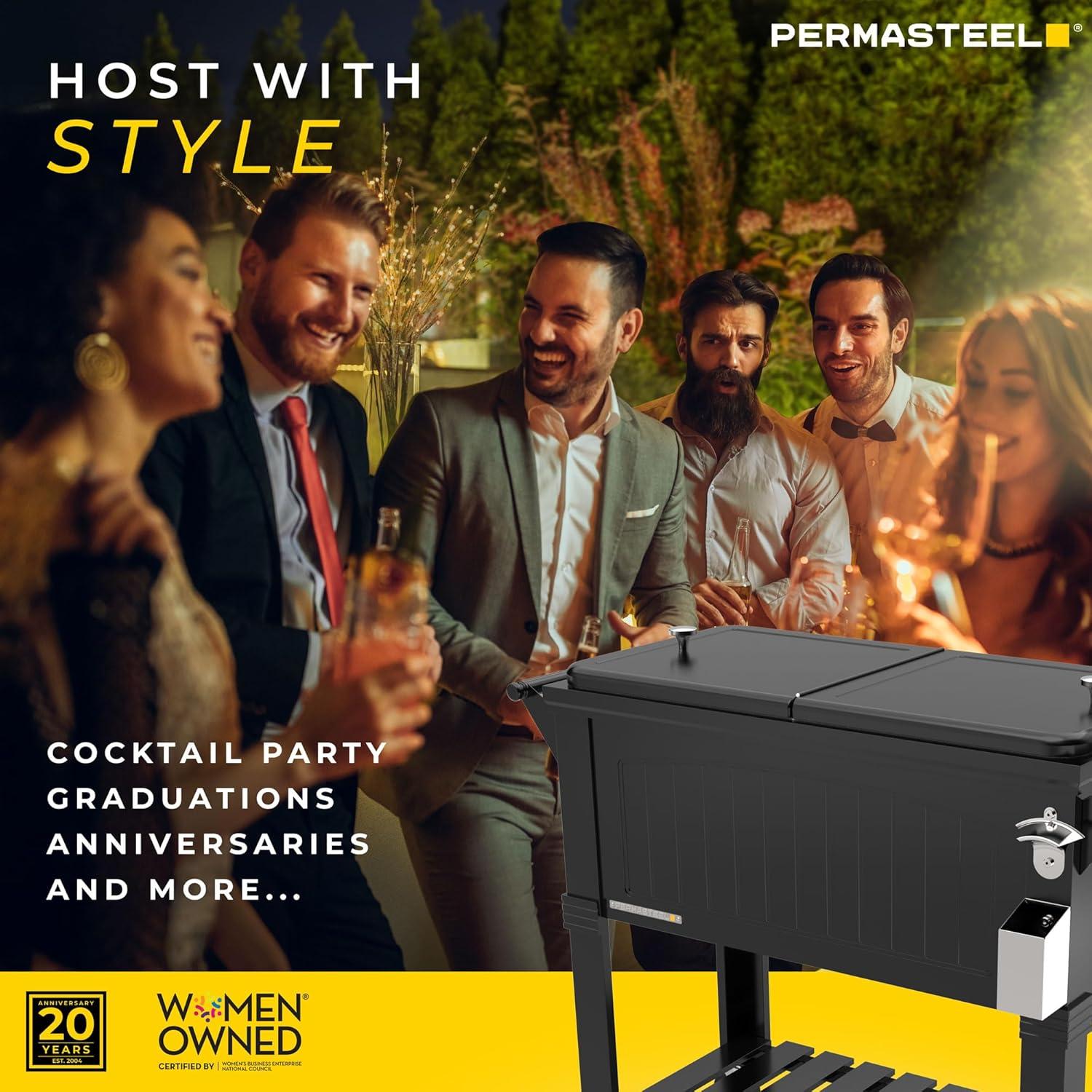 Permasteel Permasteel 80 Qt. Furniture Style Rolling Patio Cooler