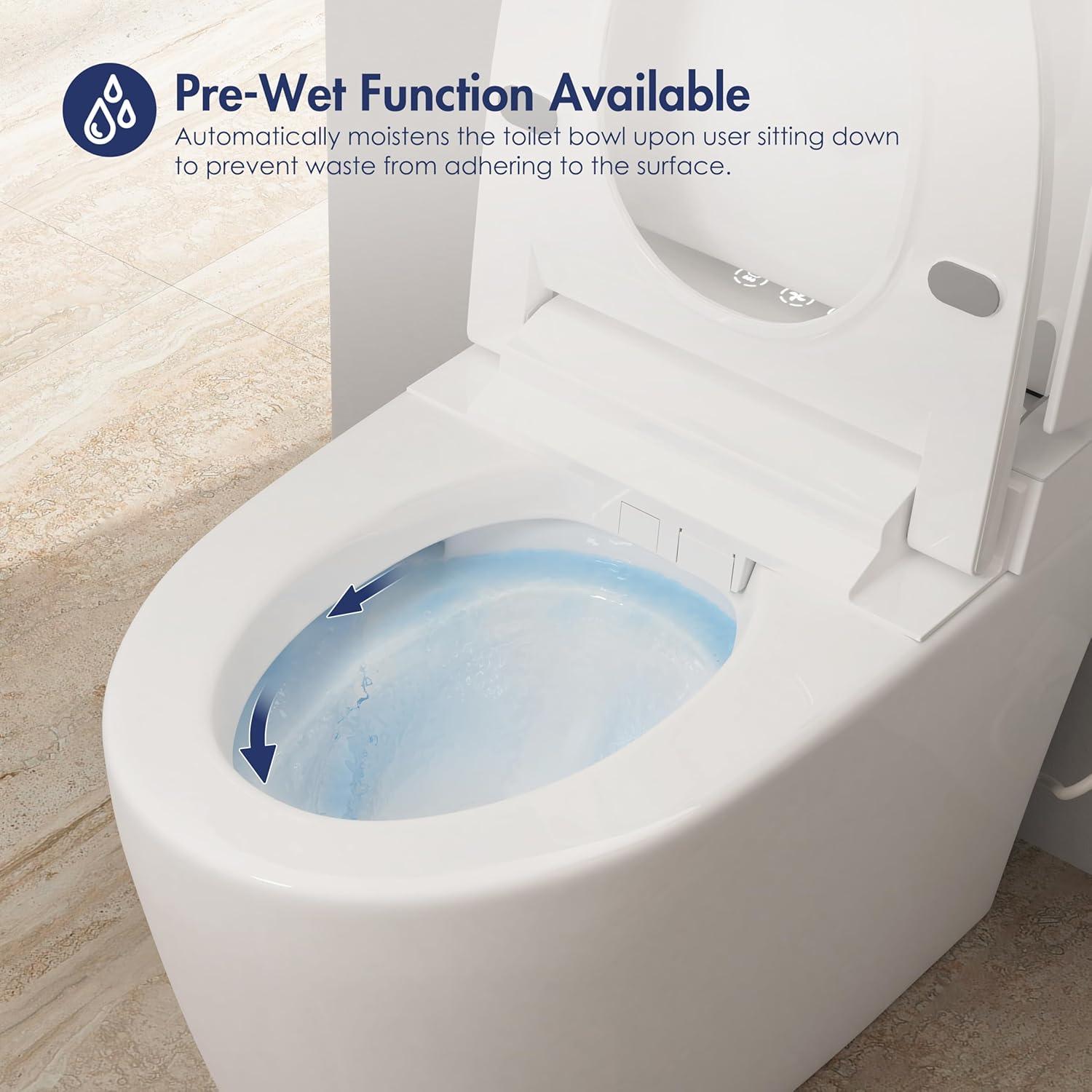 Eridanus White Vitreous China Smart Bidet Toilet with Heated Seat and Remote Control