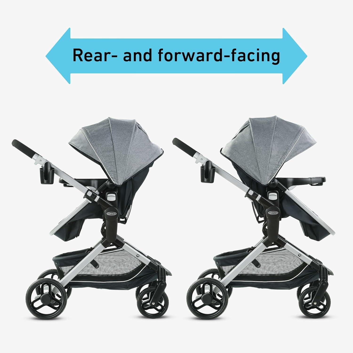 Gray and Black Aluminum 3-in-1 Bassinet Stroller Travel System