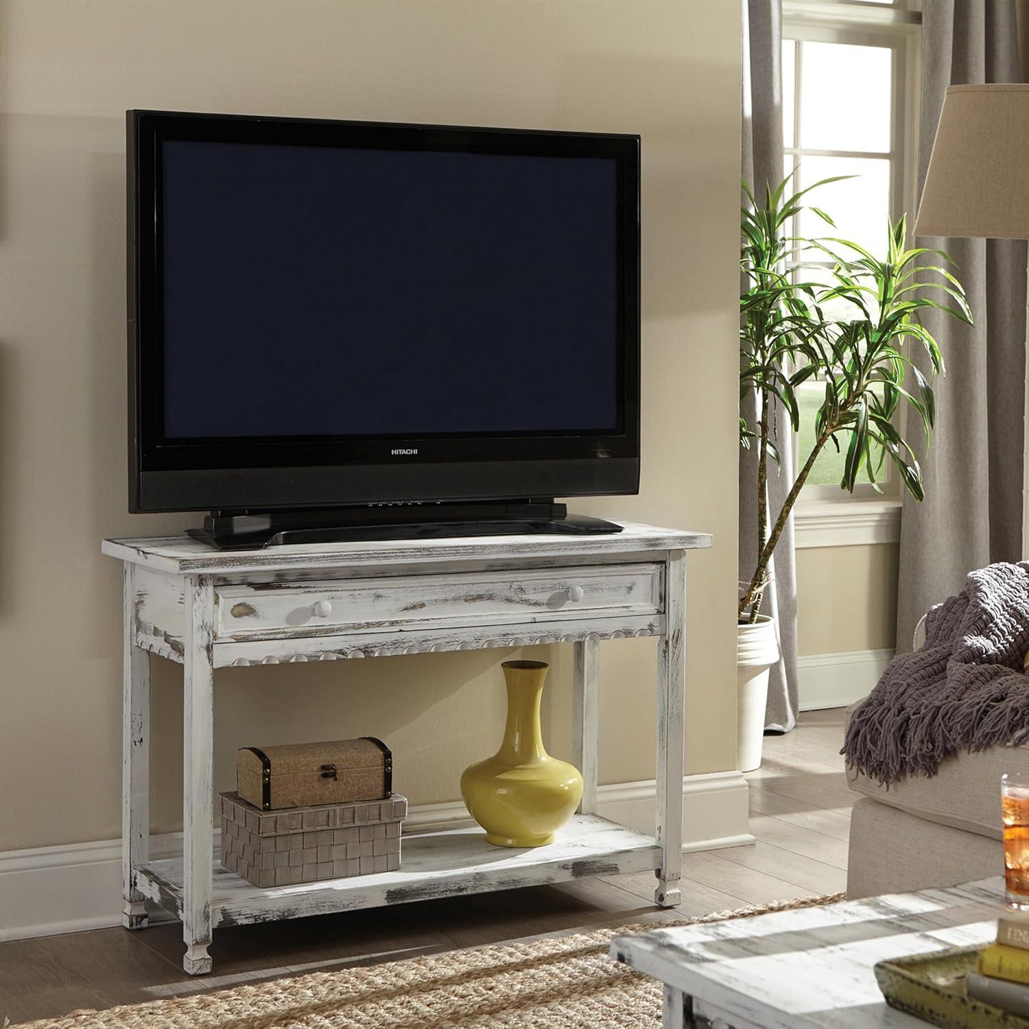 Console Table Hardwood White - Alaterre Furniture: Elegant Entryway Furniture with Storage Shelf, Spot Clean