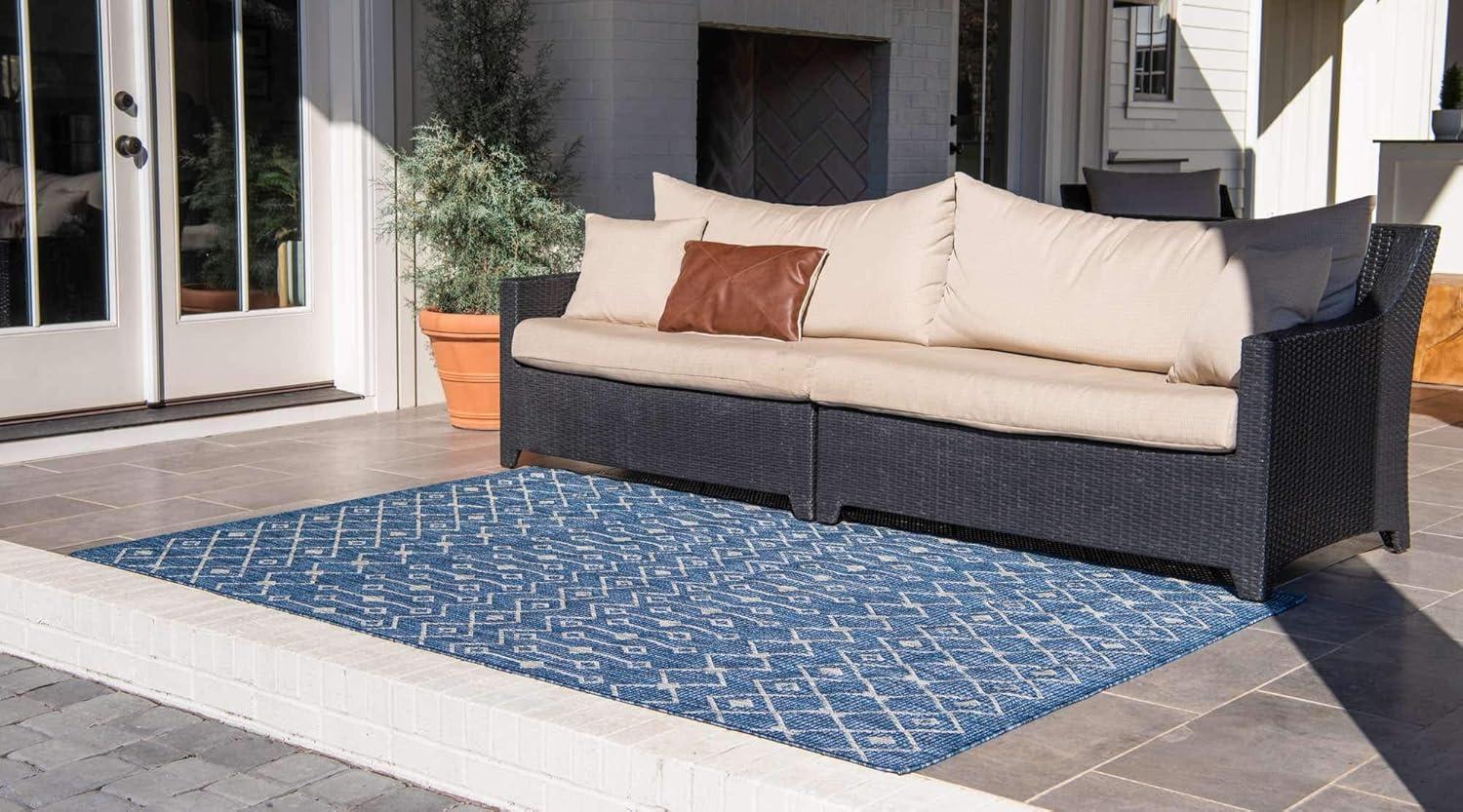 Unique Loom 7' 0 x 7' 0 Octagon Indoor/Outdoor Trellis Blue Area Rug