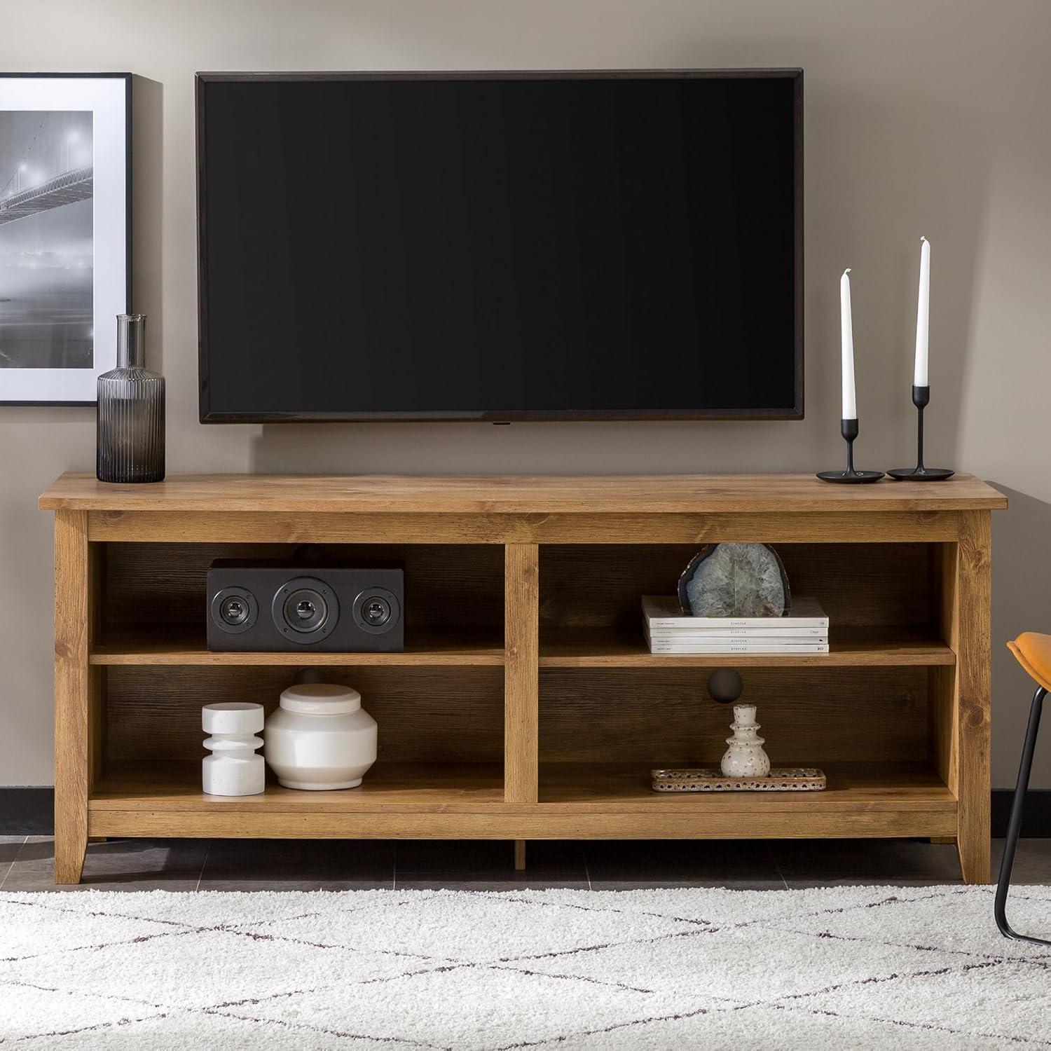 Walker Edison Simple 58" Wood TV Stand in Barnwood (TVs up to 60")