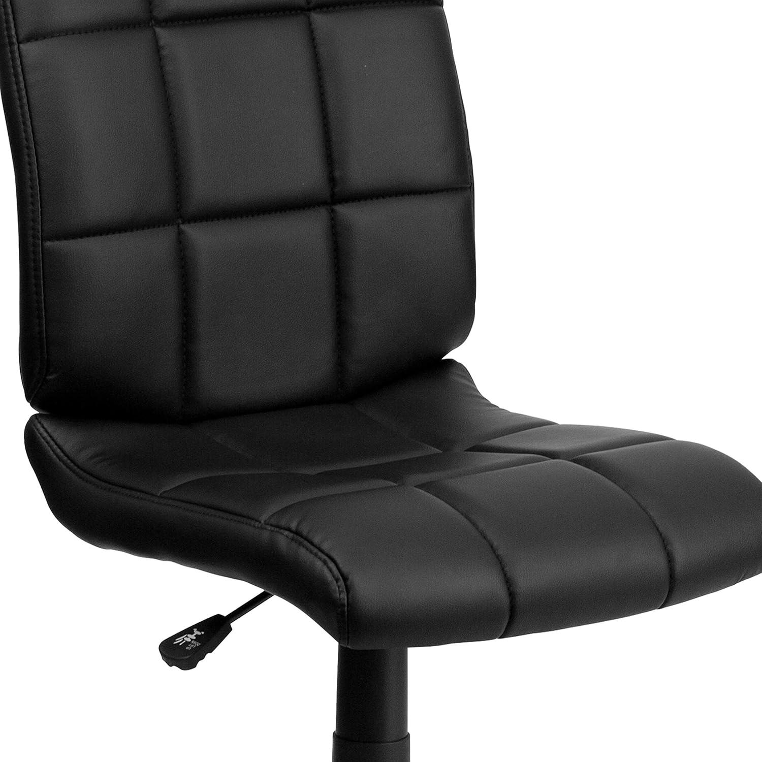 Flash Furniture Clayton Mid-Back Tufted Vinyl Upholstered Swivel Desk Chair with Padded Seat, Black