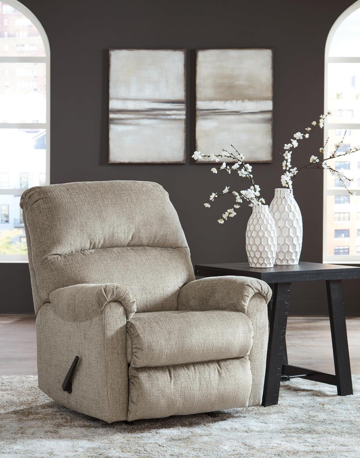 Taupe Metal Frame Ultra-Soft Upholstery Rocker Recliner