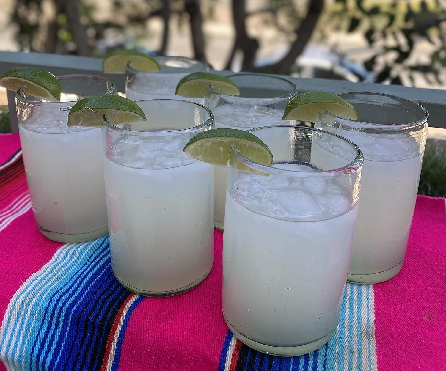 Dos Sueños Mexican Hand Blown  Drinking Glasses - Natural - 14oz - Set of 6