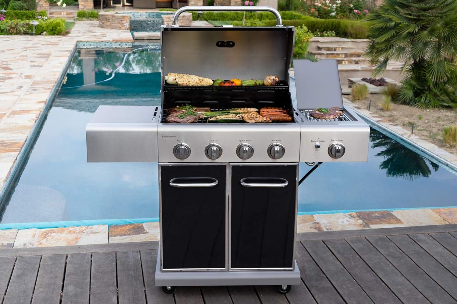 Kenmore Black Stainless Steel 4-Burner Propane Gas Grill with Side Burner