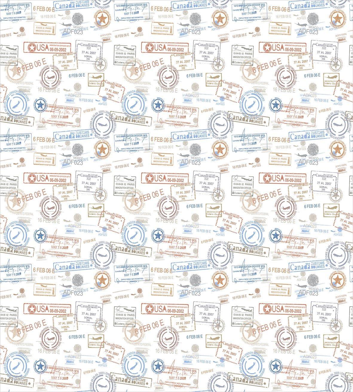 Travel Twin Size Duvet Cover Set, Vintage Old Rubber Stamps Tourist Passport Visa Certificate Vacation Holiday Theme, Decorative 2 Piece Bedding Set with 1 Pillow Sham, Multicolor, by Ambesonne