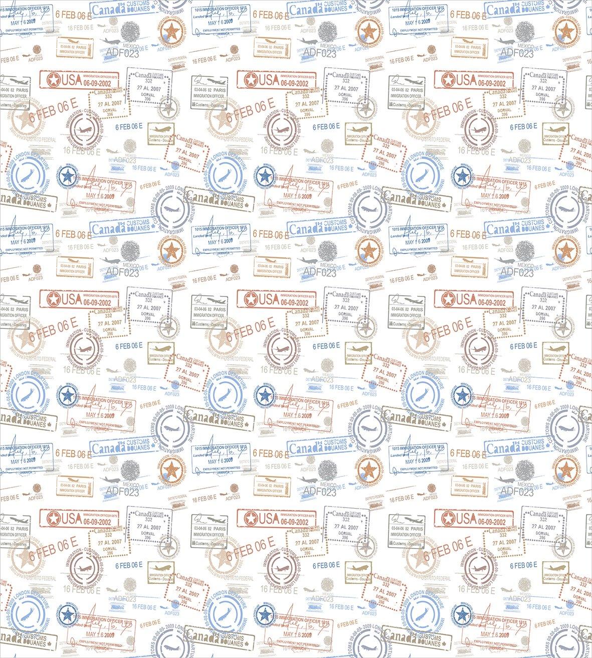 Travel Twin Size Duvet Cover Set, Vintage Old Rubber Stamps Tourist Passport Visa Certificate Vacation Holiday Theme, Decorative 2 Piece Bedding Set with 1 Pillow Sham, Multicolor, by Ambesonne