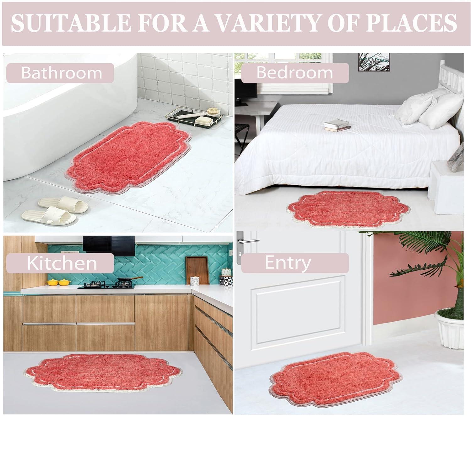 17"x24" Allure Collection Coral Cotton Tufted Bath Rug - Home Weavers