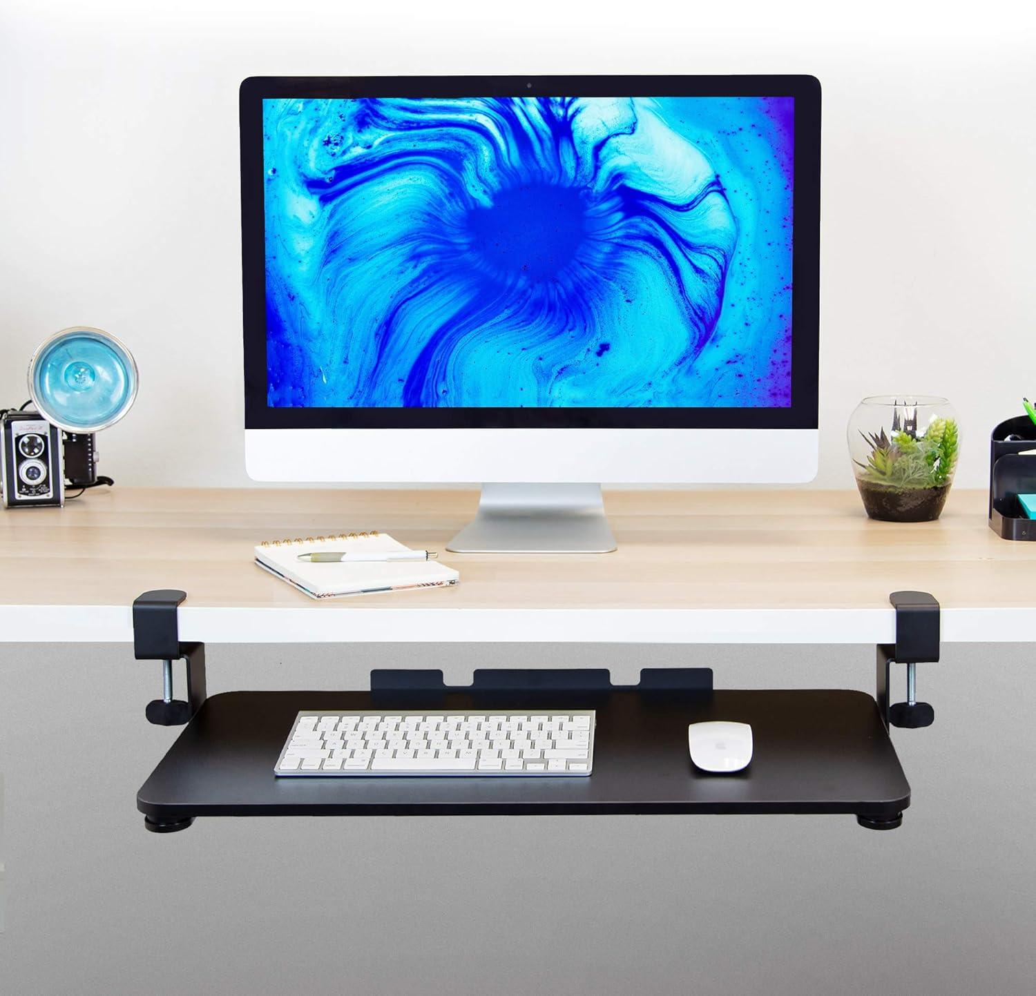 Mount-It! Clamp Keyboard Tray | Sliding Under Desk Keyboard &  Mouse Platform | Retractable Undermount Drawer | No Screws or Scratches to Assemble