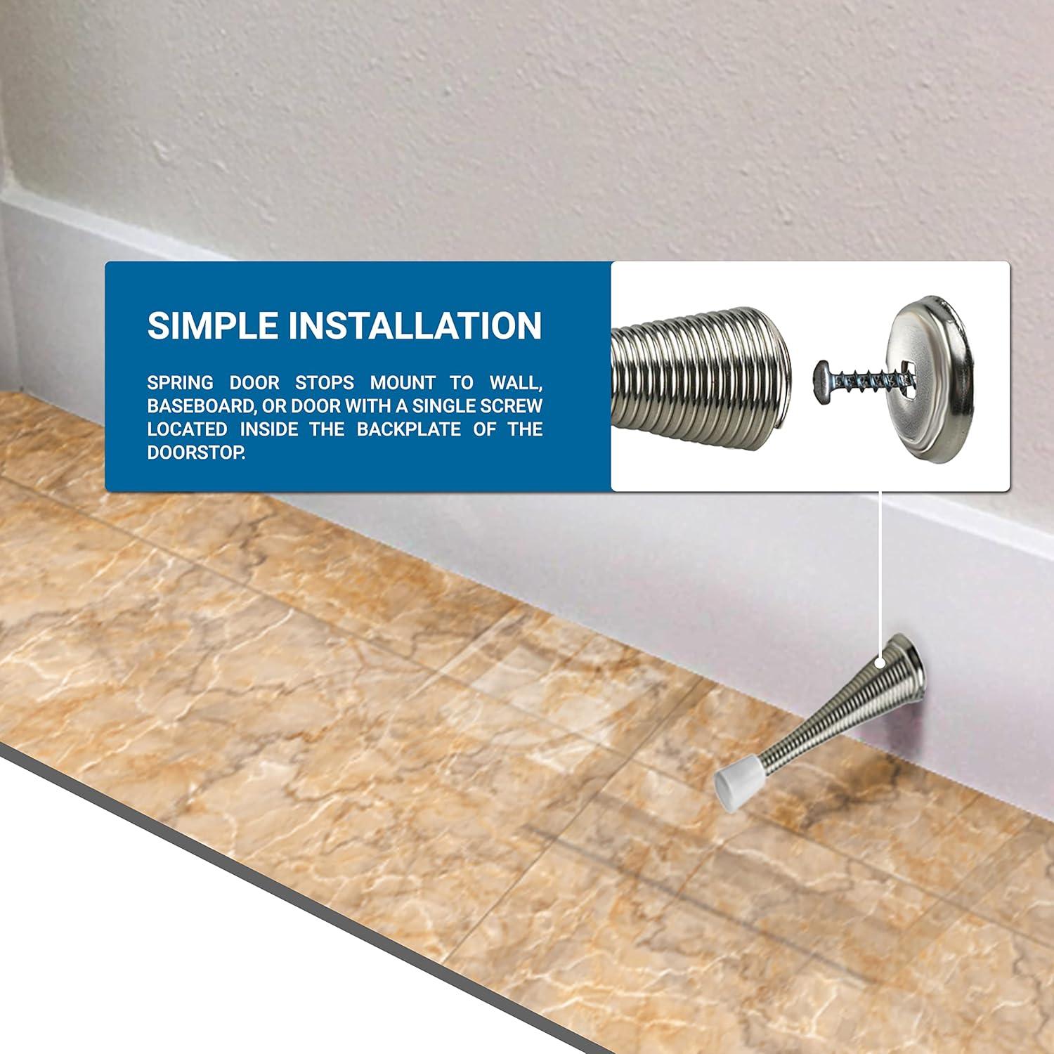 Rok Hardware Flexi Spring Heavy Duty Steel Baseboard Stop (Set of 2)