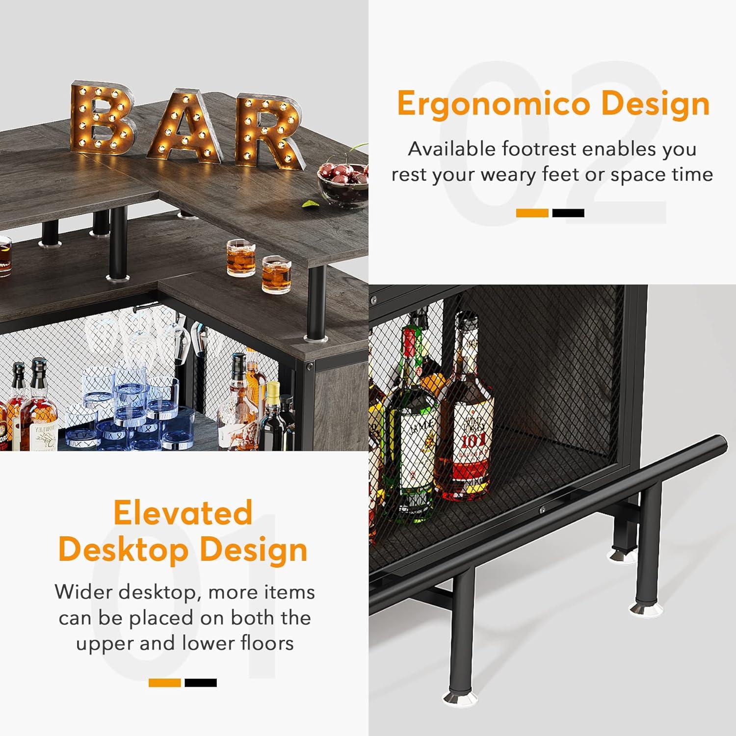 Tribesigns 2-Tier L-Shaped Home Bar Unit