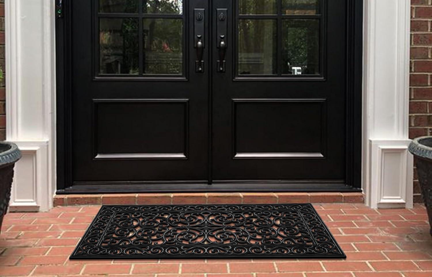 A1HC Extra Large Outdoor Floor Mat, Natural Rubber, 24" X 48", Ideal for Outside entryway, Dirt Shoe Scraper, Door mat for Indoor Outdoor, Mats for Entry, Patio, Busy Areas