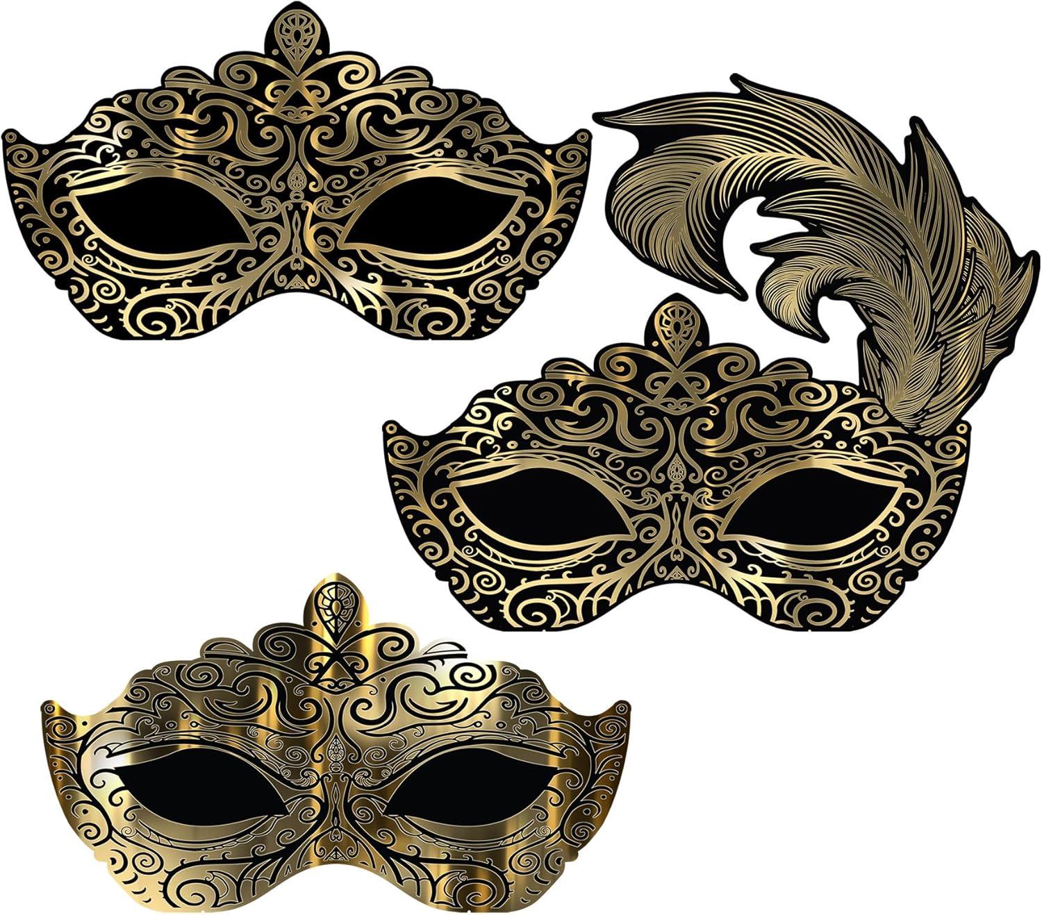 Beistle Masquerade Mask Wall Decorations, Asstd, (3/Box) Multicolored