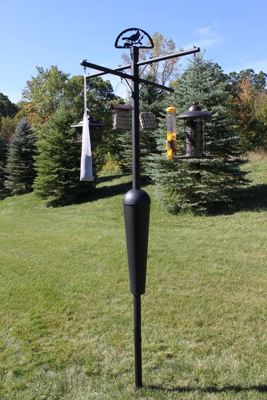 Squirrel Stopper Deluxe Bird Feeder Pole – 100% Squirrel-Proof with Patented Baffle, Heavy-Duty Steel, Easy Installation, Holds 8 Feeders, Wind