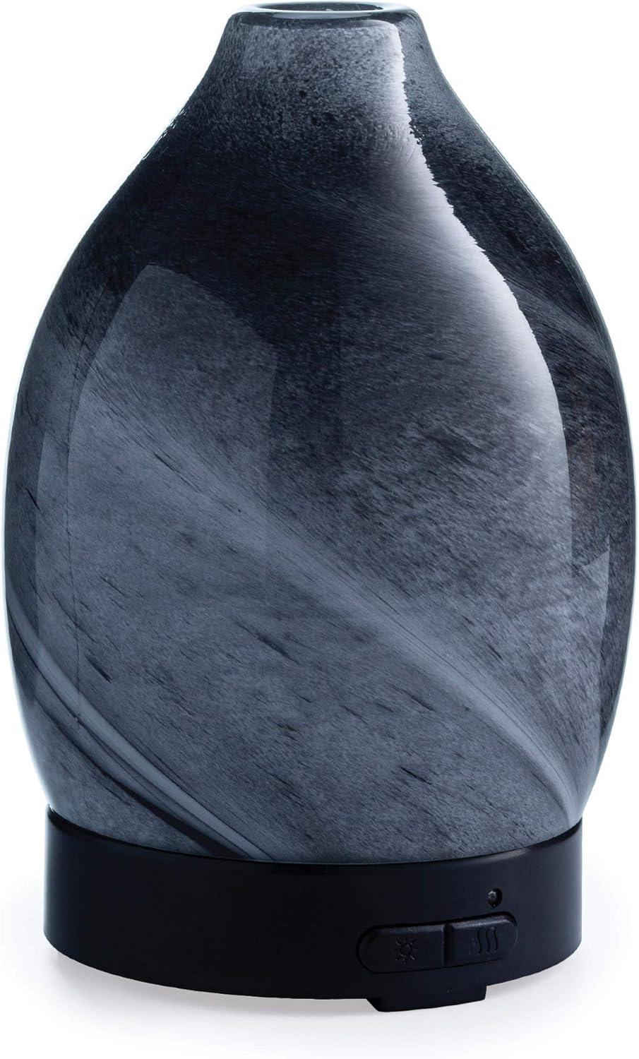 Obsidian Black and White Marbled Glass Essential Oil Diffuser, 100 mL