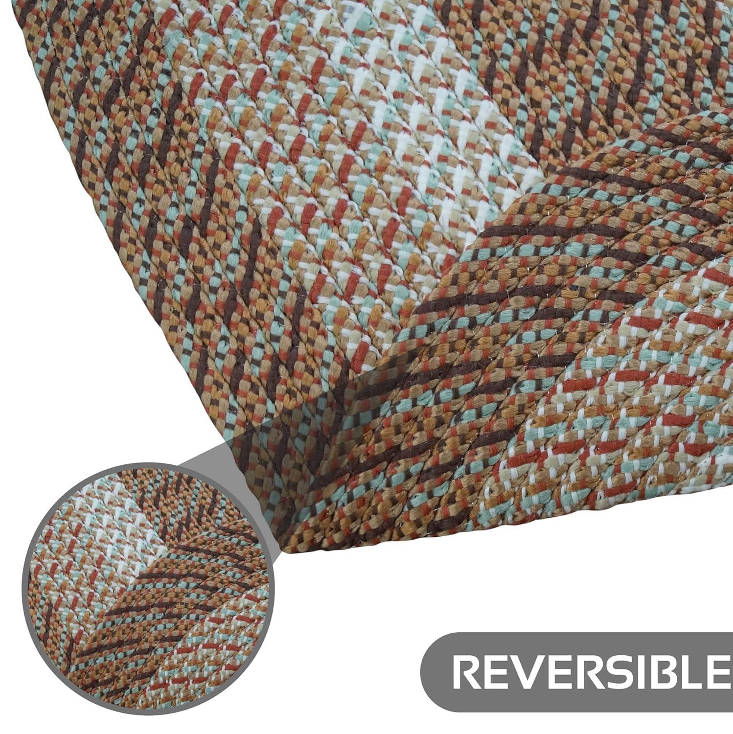 72" x 72" Country Stripe Collection Straw Stripe Reversible Indoor Area Utility Round Rug - Better Trends