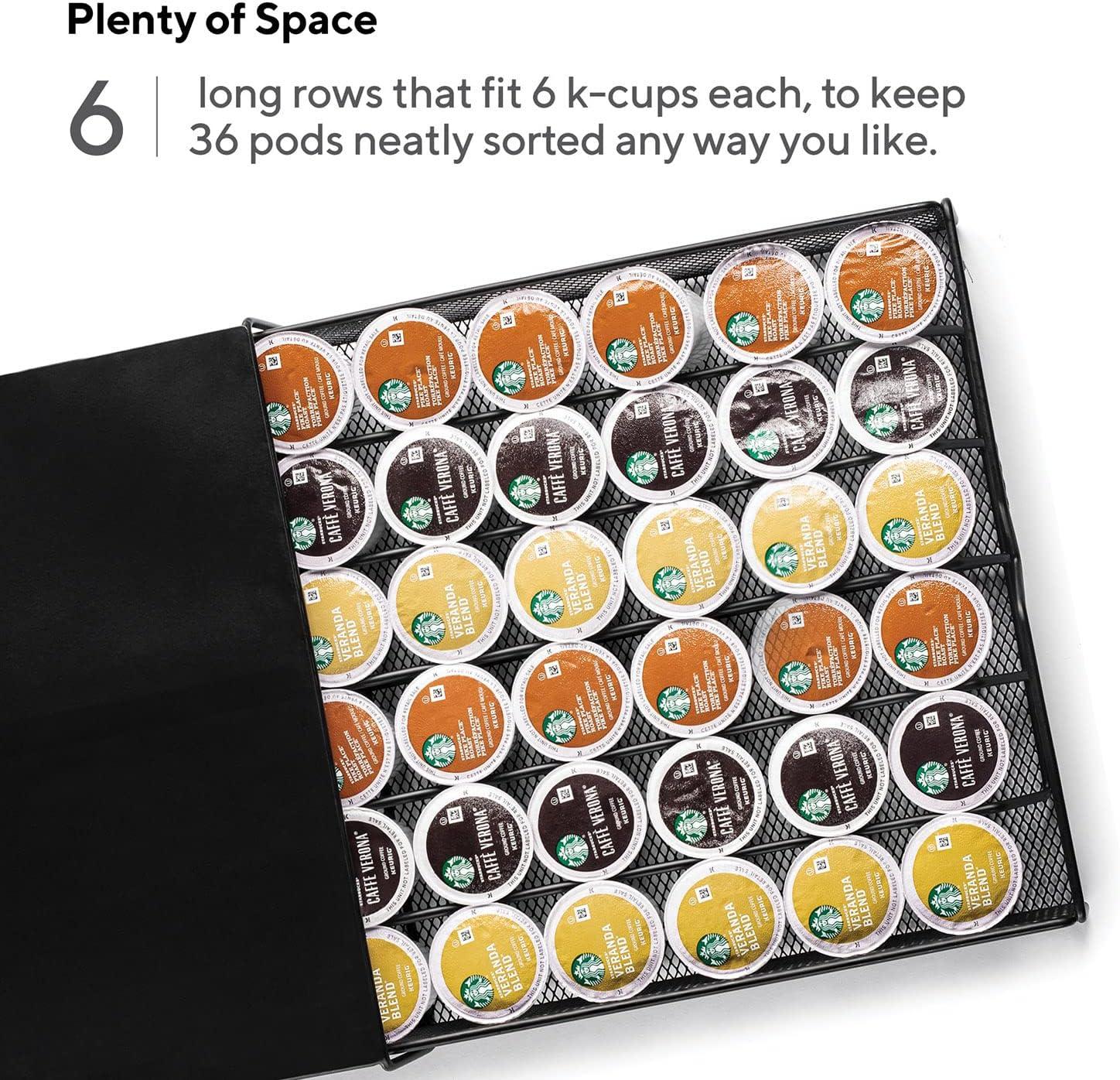 Mindspace Coffee Pods Holder K Cup Organizer with Closed-Top Base for Coffee Station Accessories Kitchen Organization Black