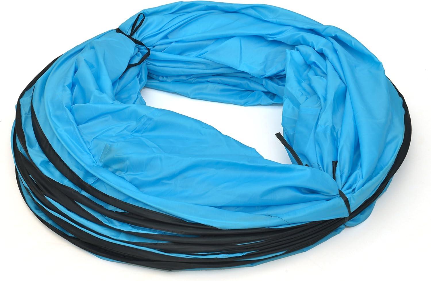 16-Foot Blue Portable Dog Training Tunnel with Carry Bag