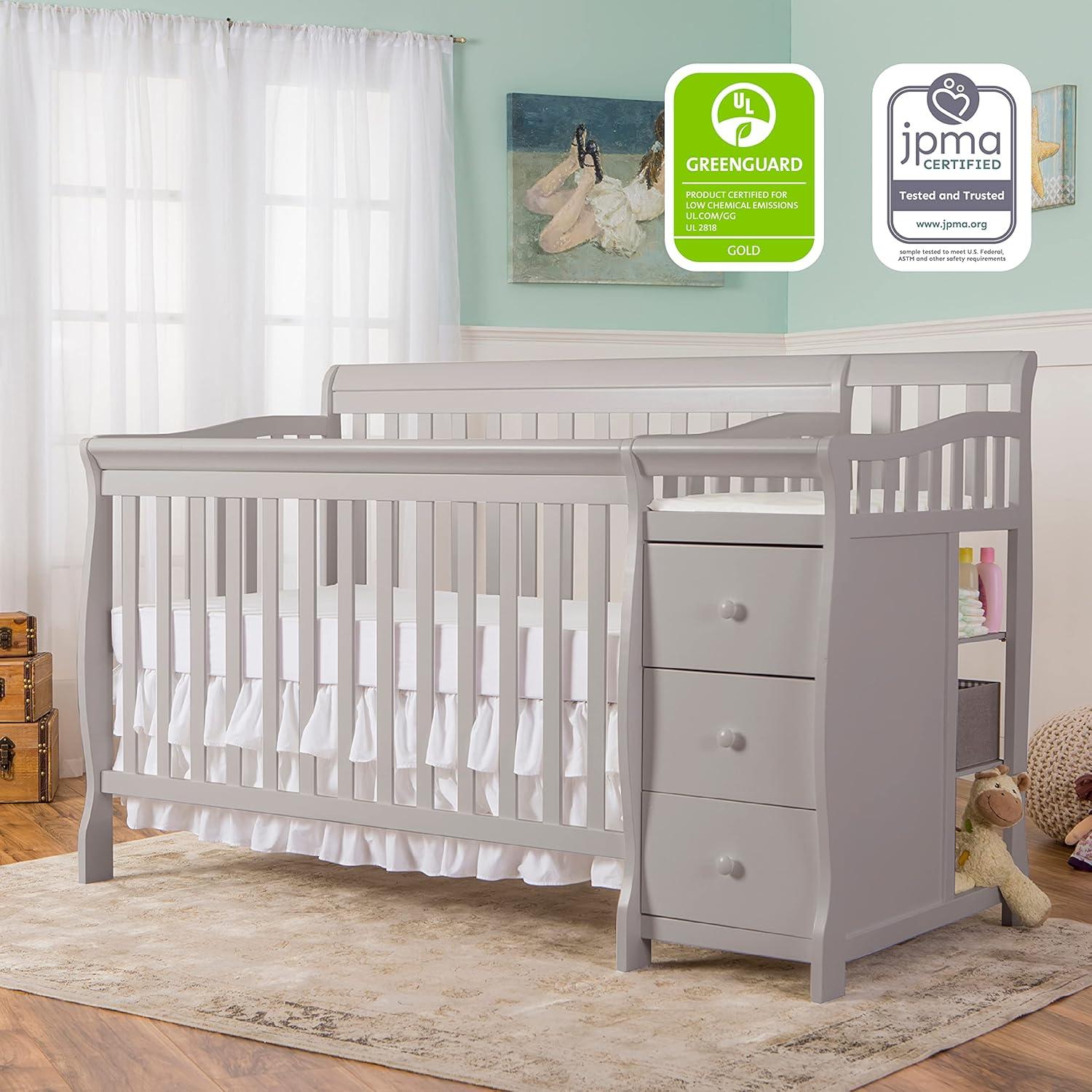 Pebble Grey Pine 5-in-1 Convertible Crib with Changer