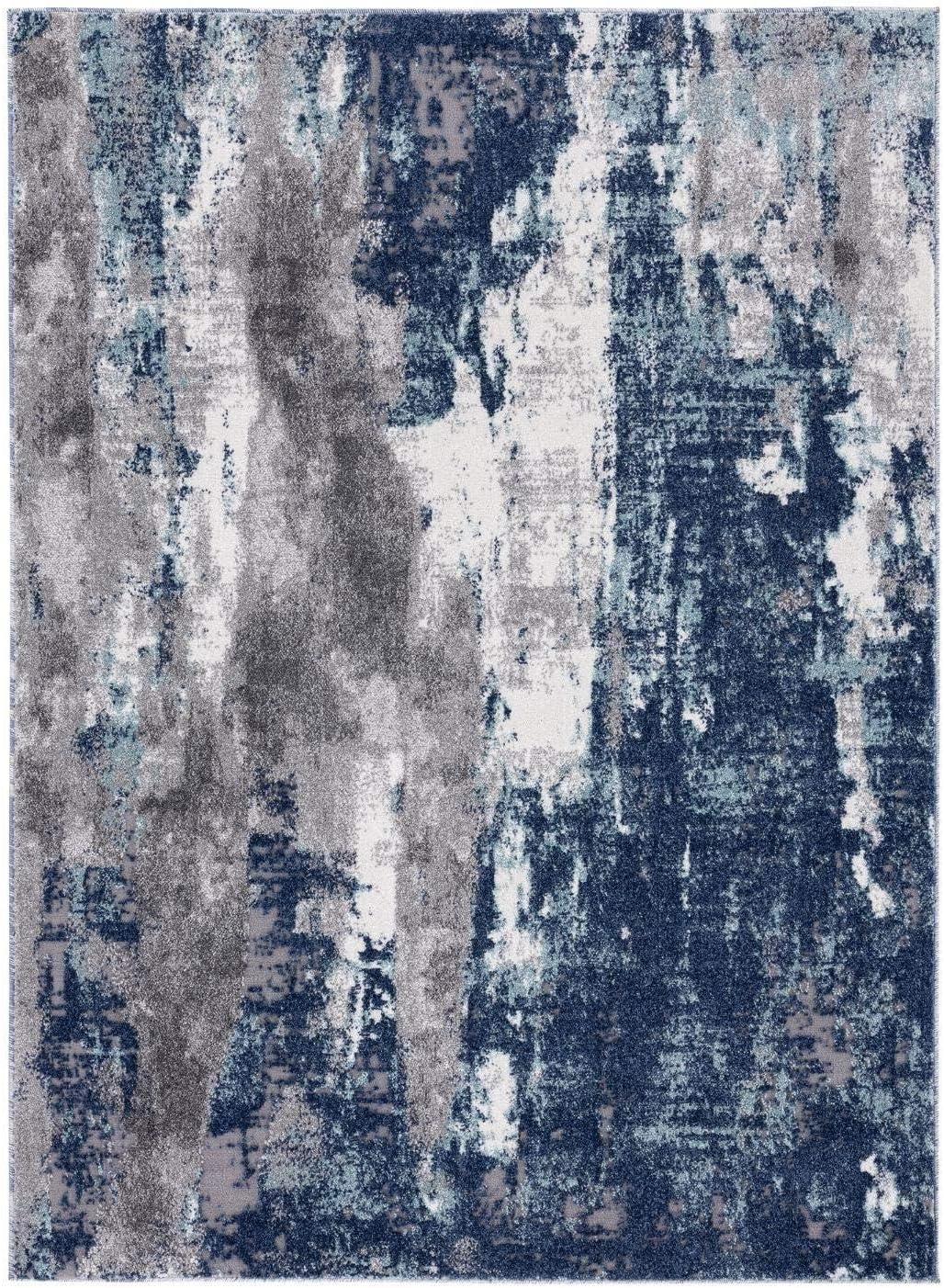 Luxe Weavers Euston Collection D.Blue-L.Blue 5x7 Modern Abstract Area Rug