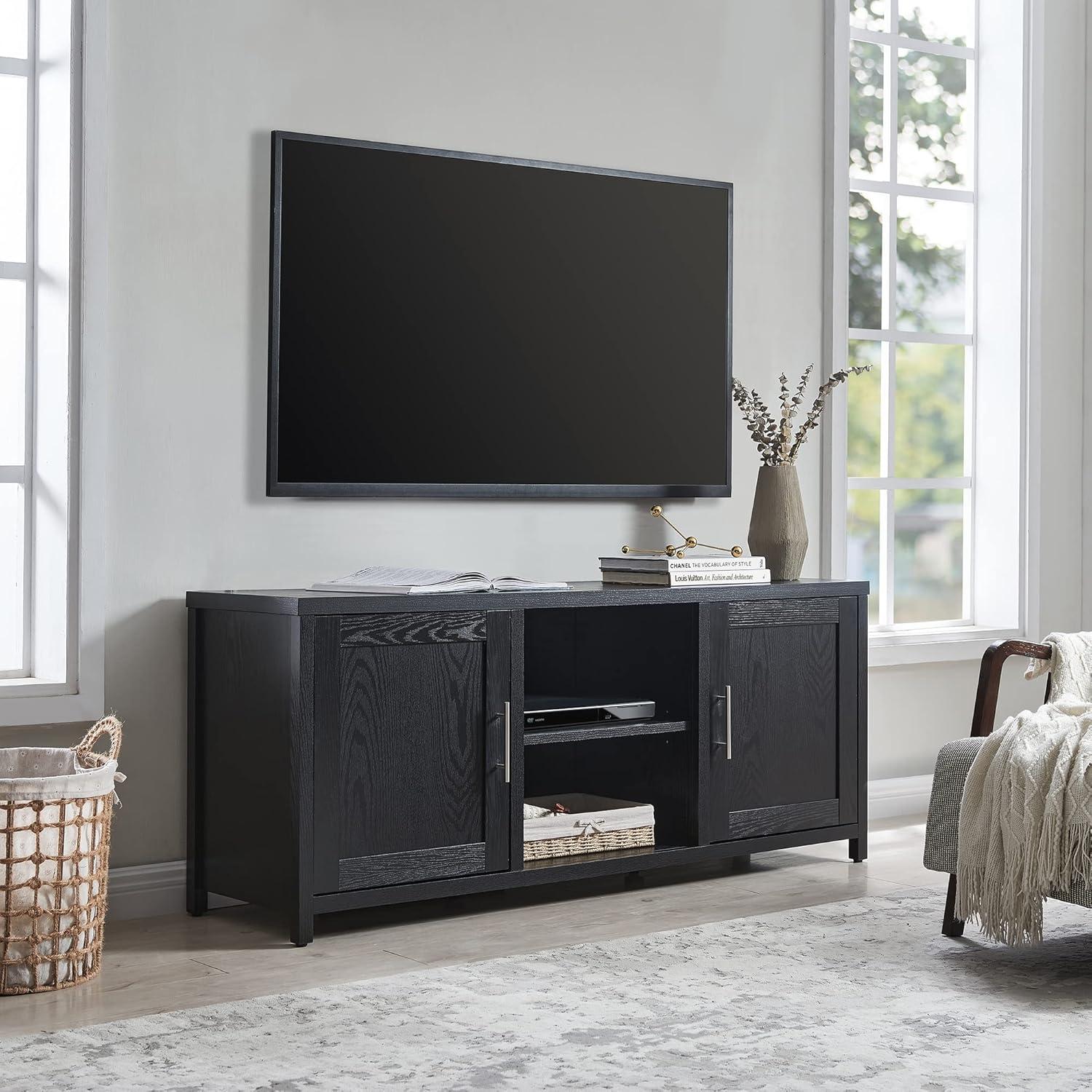 Evelyn&Zoe Strahm Rectangular TV Stand for TV's up to 65", Black Grain