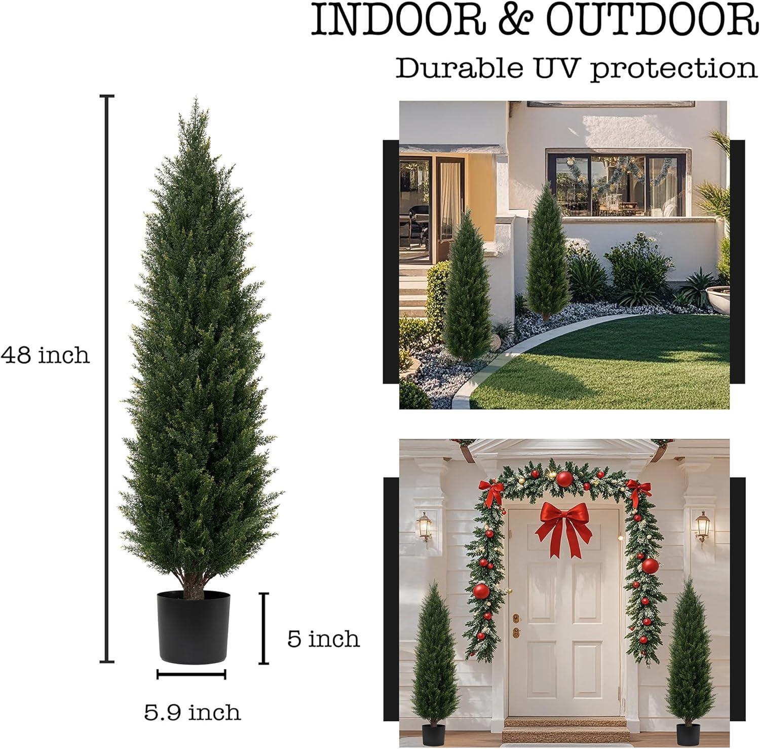 48'' UV Resistant Potted Artificial Cedar and Pine Topiary