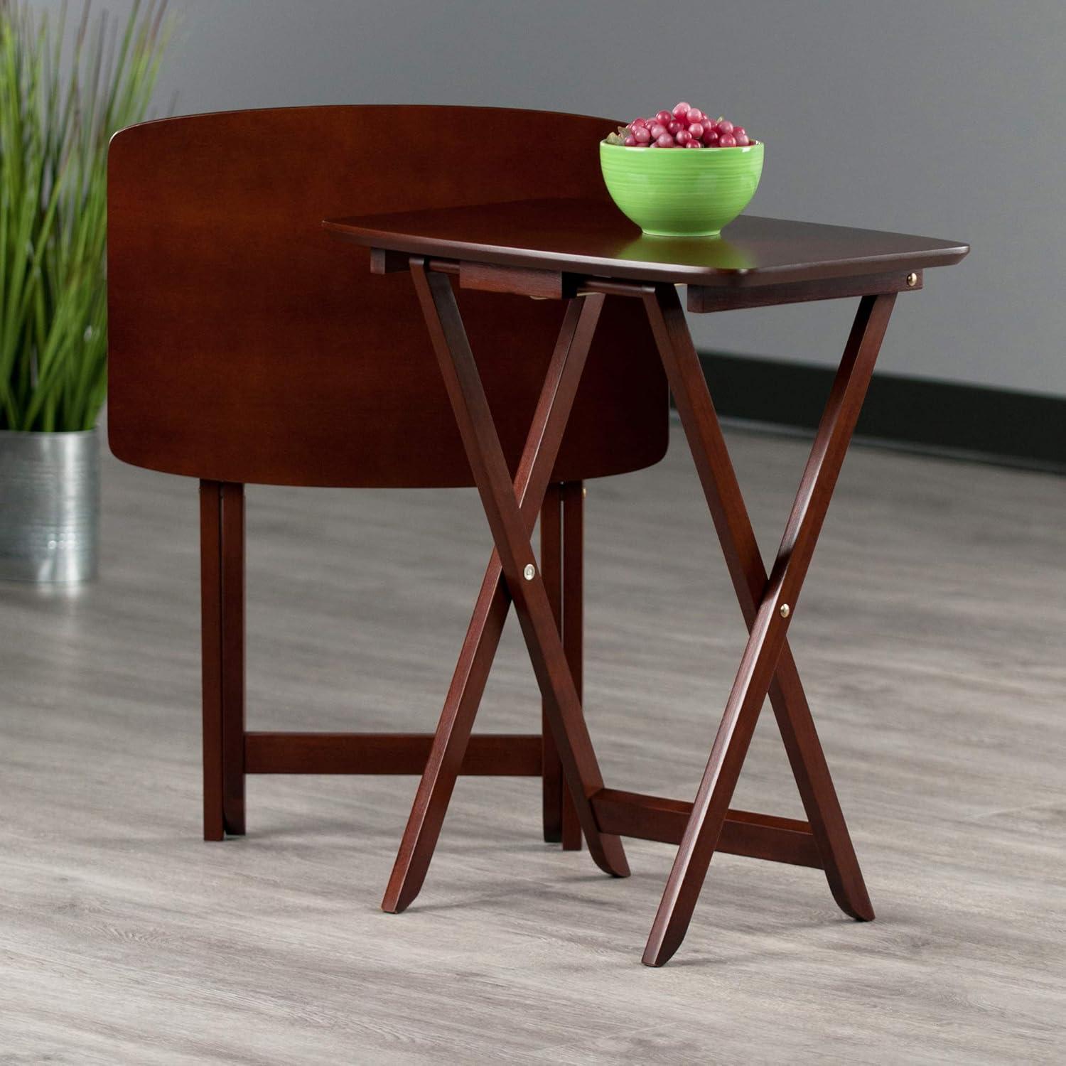 2pc Darlene Snack Table Set Walnut - Winsome: Portable, No Assembly Required, Space-Saving Design