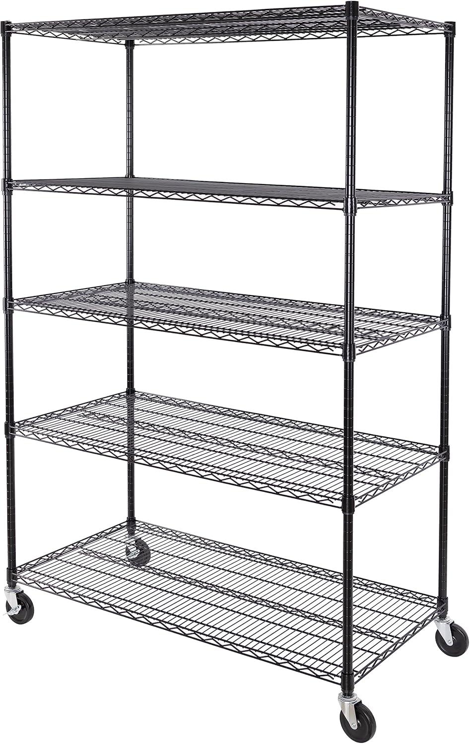 UltraDurable 24" D 5-Tier NSF-Certified Steel Shelving with Wheels