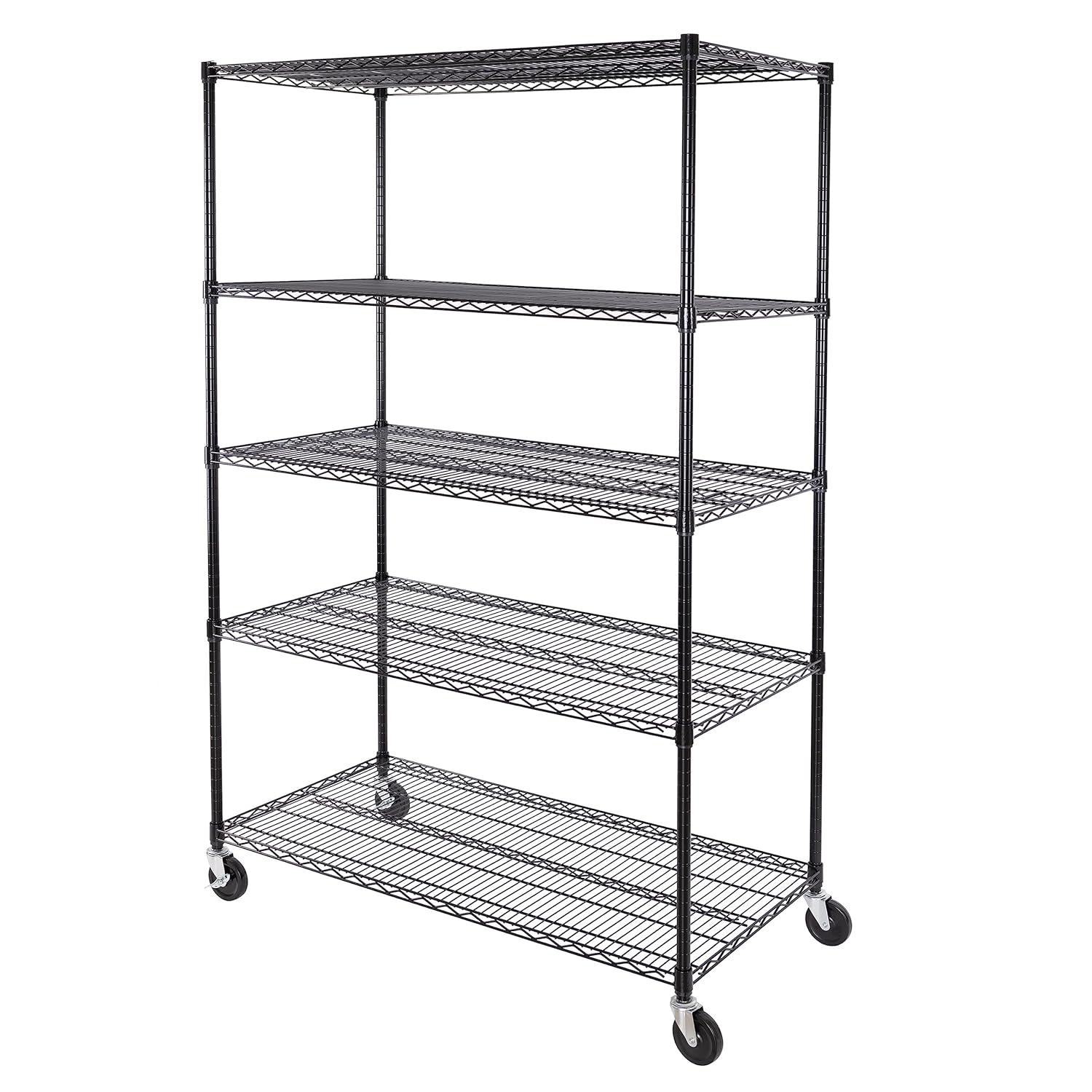 UltraDurable 24" D 5-Tier NSF-Certified Steel Shelving with Wheels