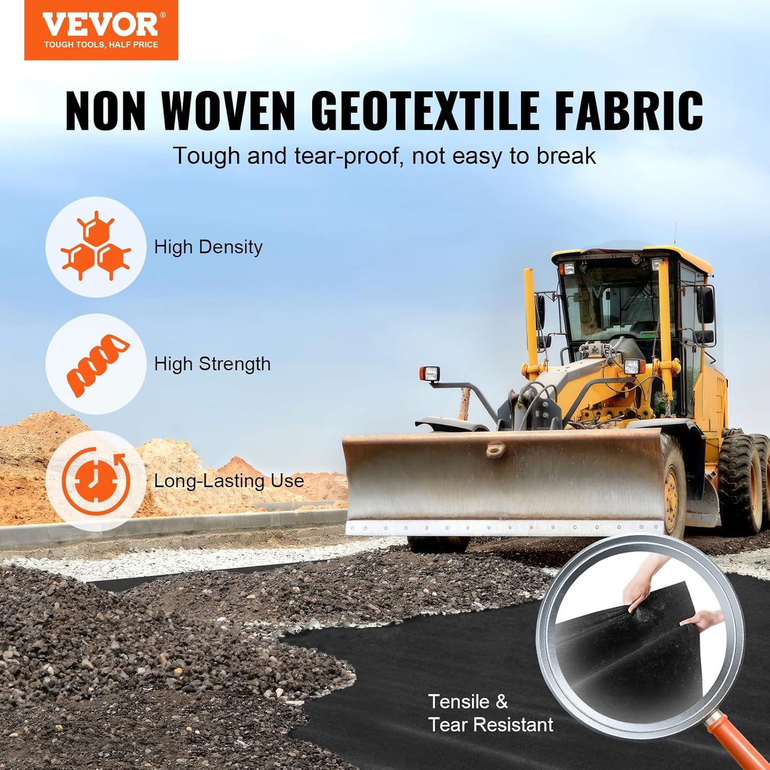 Black Non-Woven PP Geotextile Landscape Fabric 4ft x 100ft