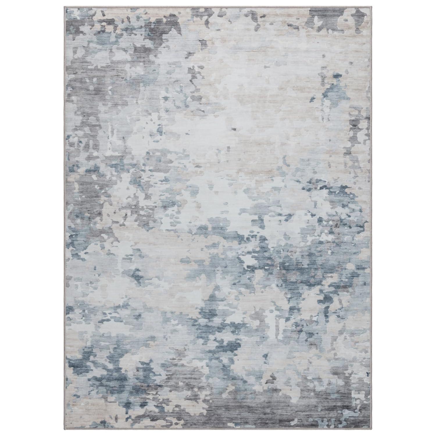 Crystal Print Kaori Blue Gray Beige Multi Modern Abstract Industrial Livingroom Dining Bedroom Flat Pile Easy Care Indoor Area Rug, 3x5