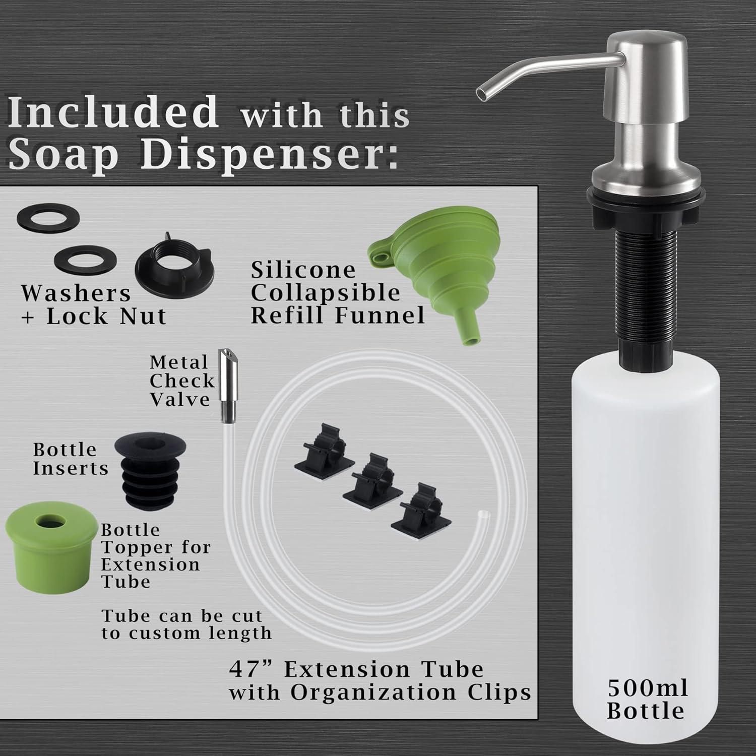 Stainless Steel Kitchen Sink Soap Dispenser with Extension Tube