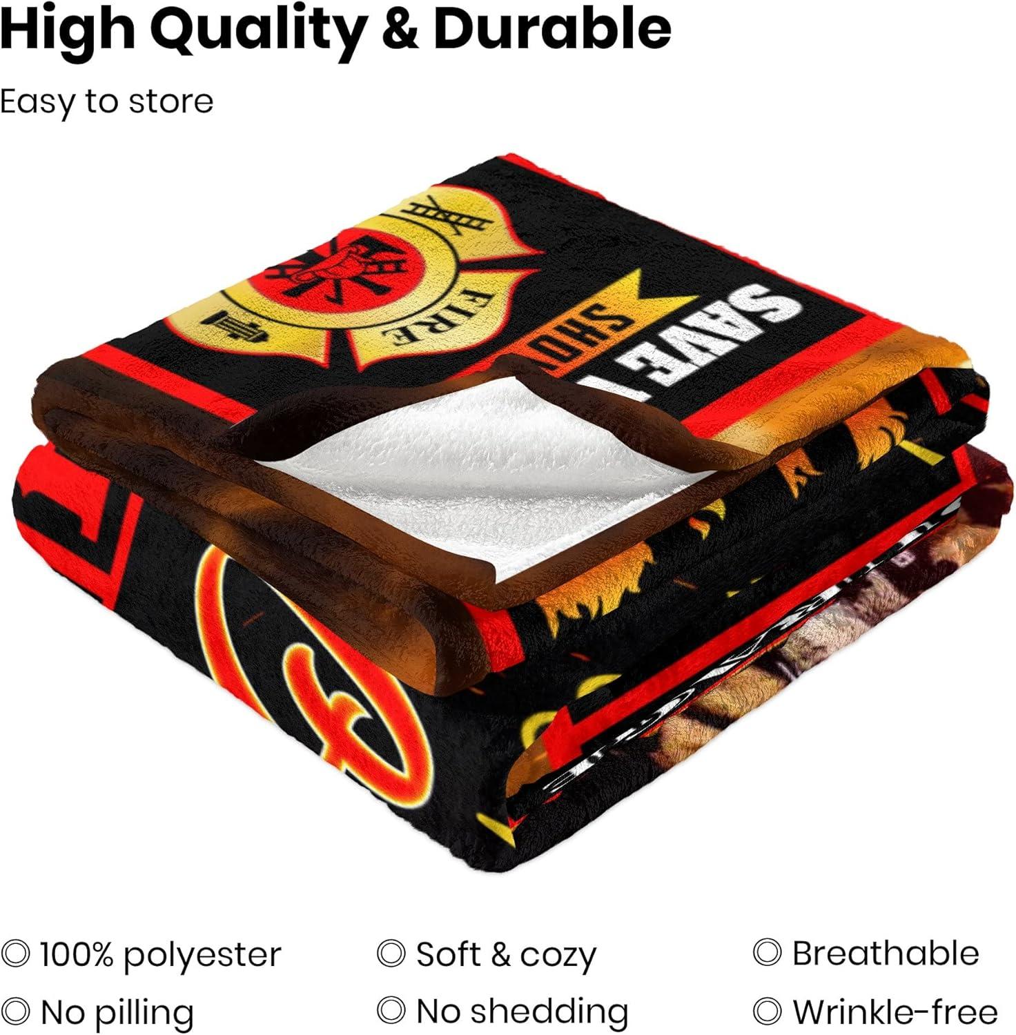 Firefighter Gifts for Men Fire Department Gifts Fire Fighter Gifts for Adults Firefighter Birthday Party Decorations Fireman Gifts for Men Firefighter Fathers Day Blanket Gifts Blanket 60x50 Inch