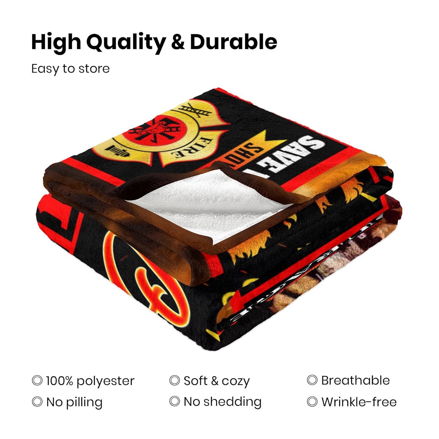 Firefighter Gifts for Men Fire Department Gifts Fire Fighter Gifts for Adults Firefighter Birthday Party Decorations Fireman Gifts for Men Firefighter Fathers Day Blanket Gifts Blanket 60x50 Inch