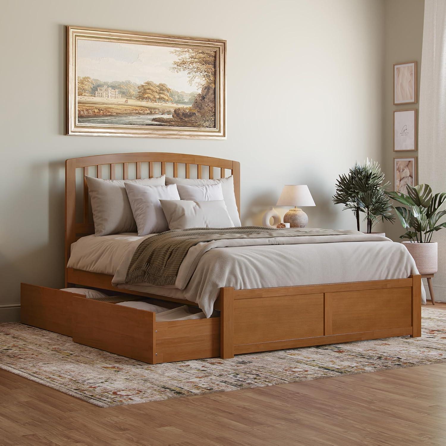 Solid Wood Platform Storage Bed