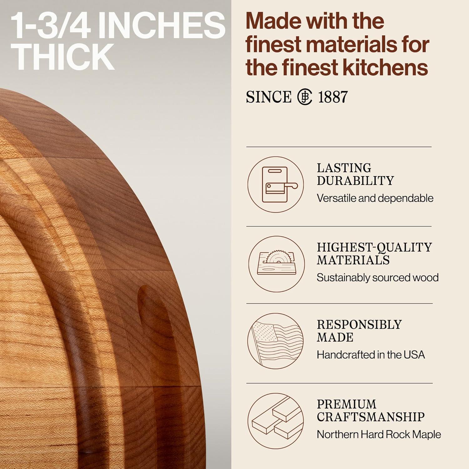 John Boos Chef's Collection Round Maple Cutting Board with Groove