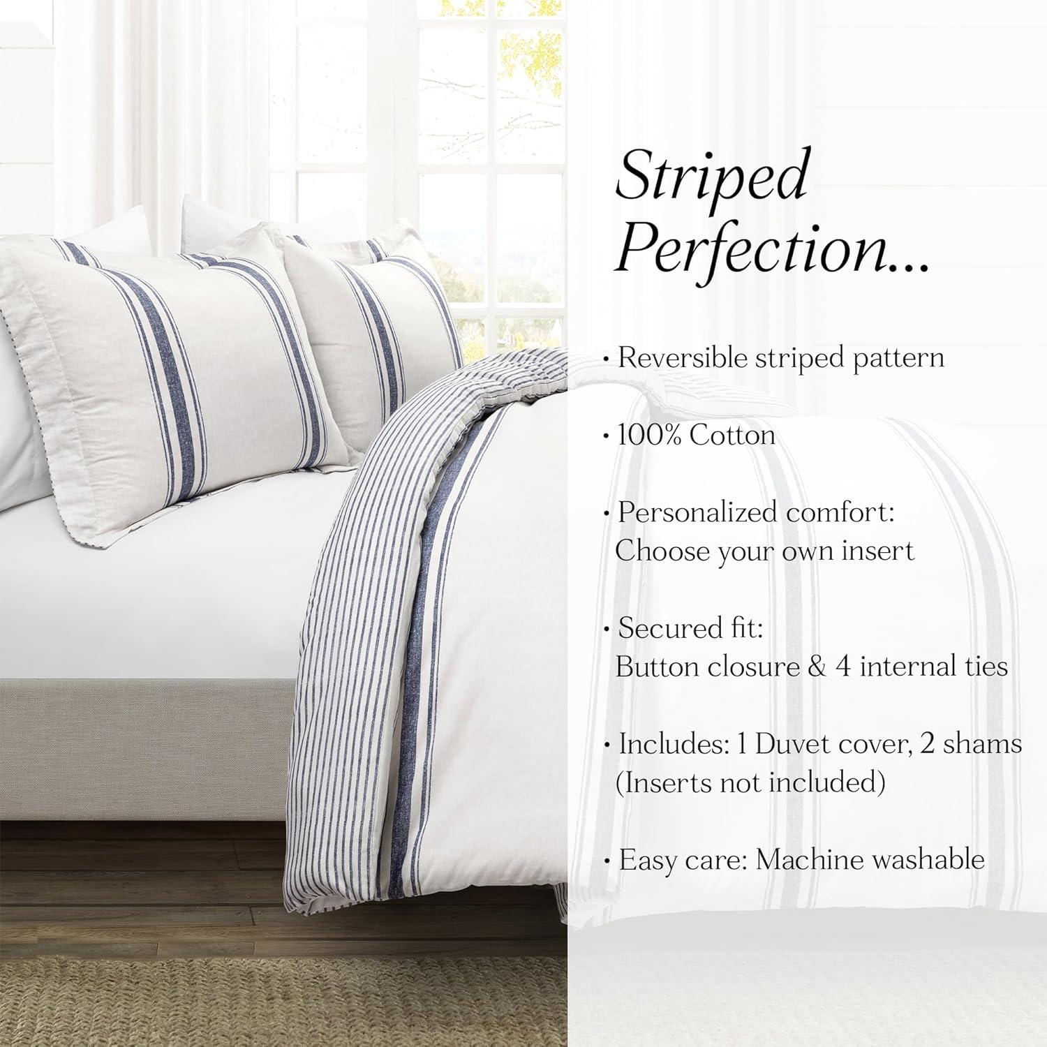 Standard Cotton 460 TC Reversible 3 Piece Duvet Cover Set