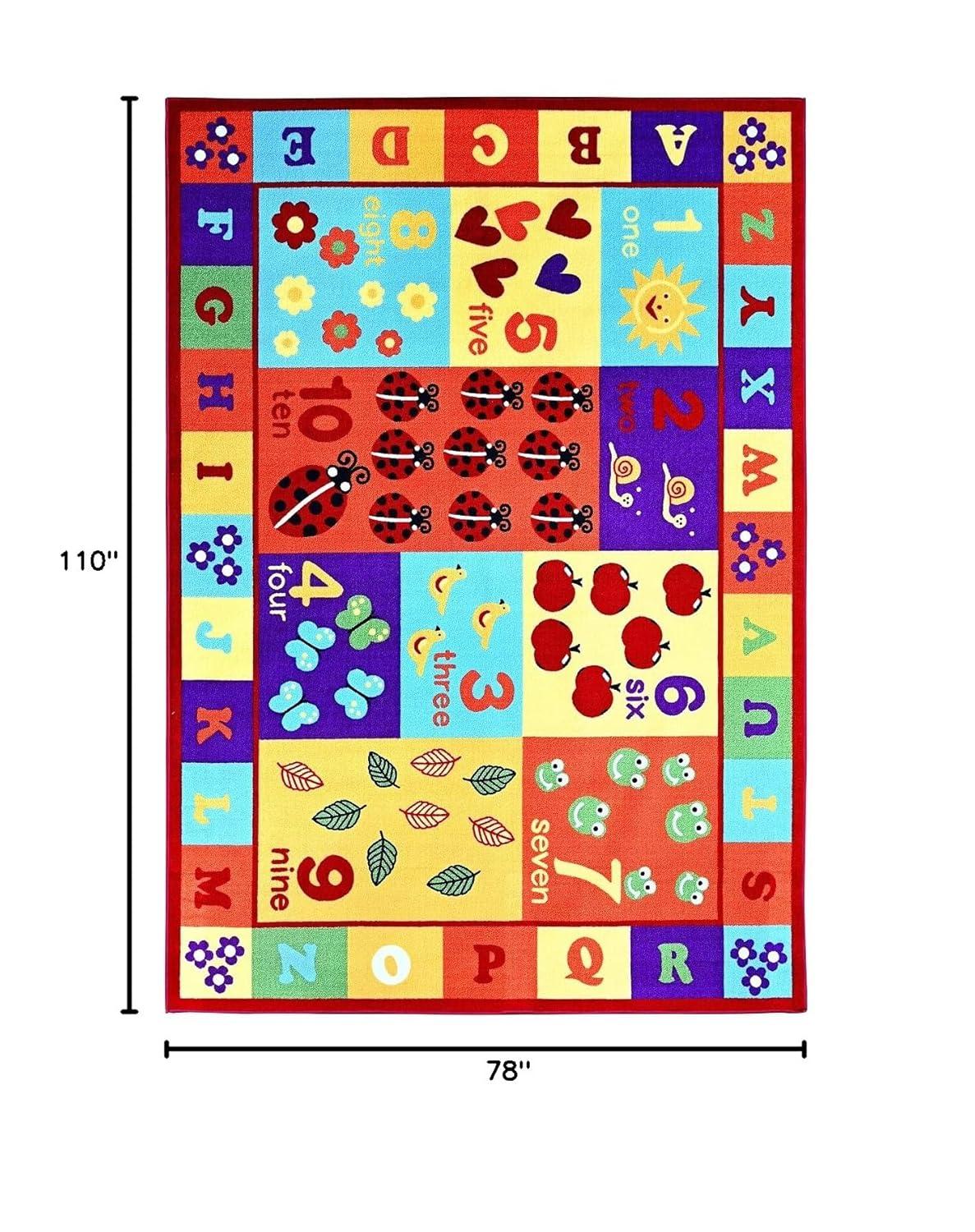 Furnish My Place 740 ABC With Numbers 6'6"x9'2" ABC Area Rug for Kids, Educational Alphabet Letter & Numbers, Anti-Skid Rubber Backing, Multicolor