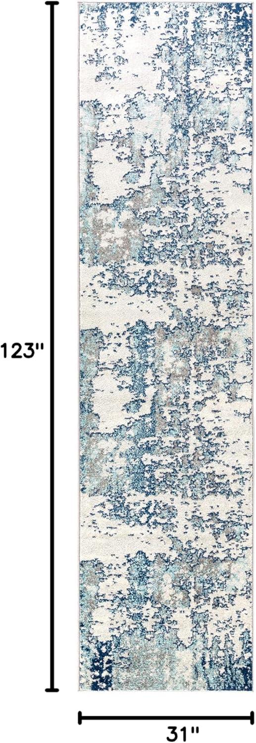 Livabliss Sunderland Modern Abstract Runner Area Rug,2'7" x 10'3",Blue
